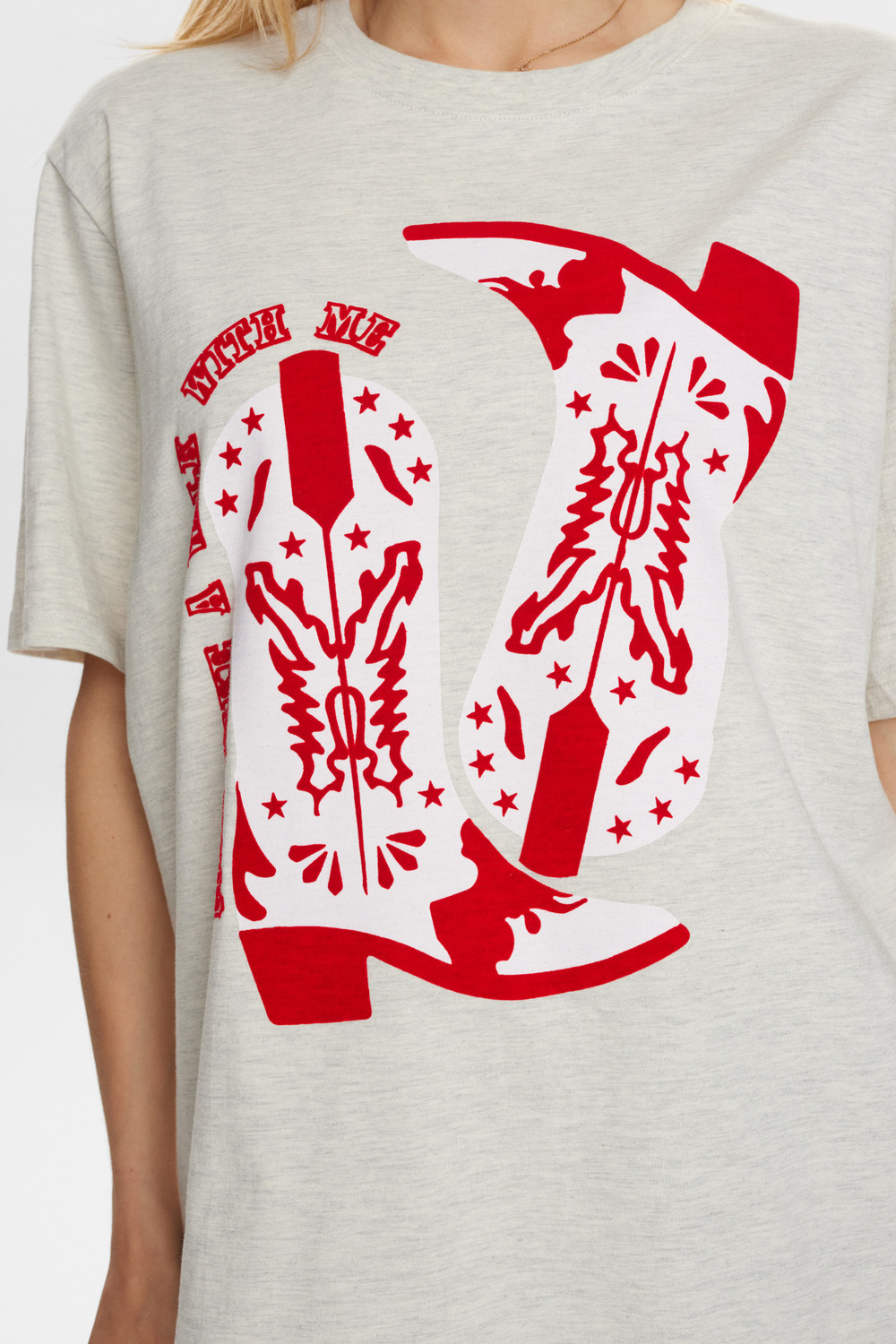705823_9508_IMAGE_MODEL Nümph NUWESTERN T-SHIRT Creme Melange