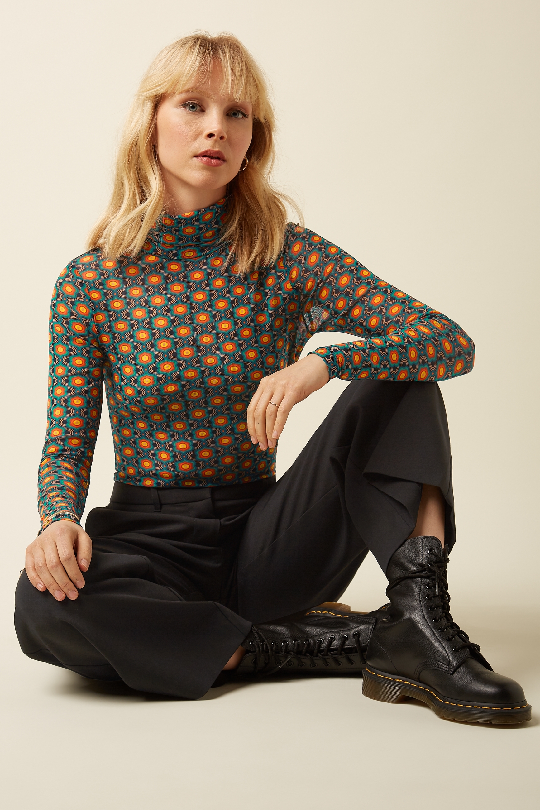 King Louie Rollneck Top Duper Mesh Multi Color