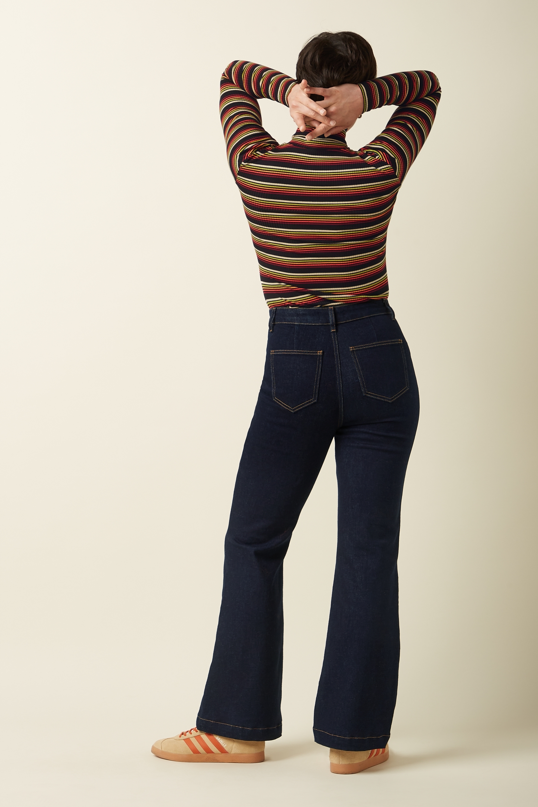 King Louie Rollneck Top Frostine Stripe Spicy Orange