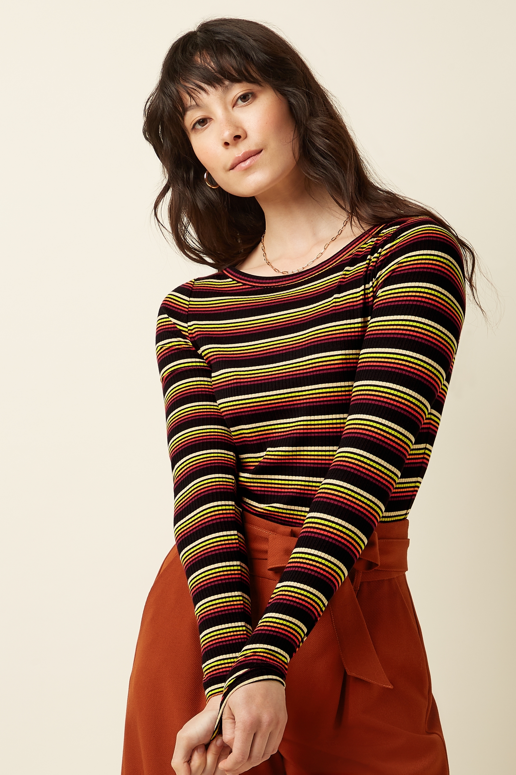 King Louie Lili Tee Frostine Stripe Spicy Orange