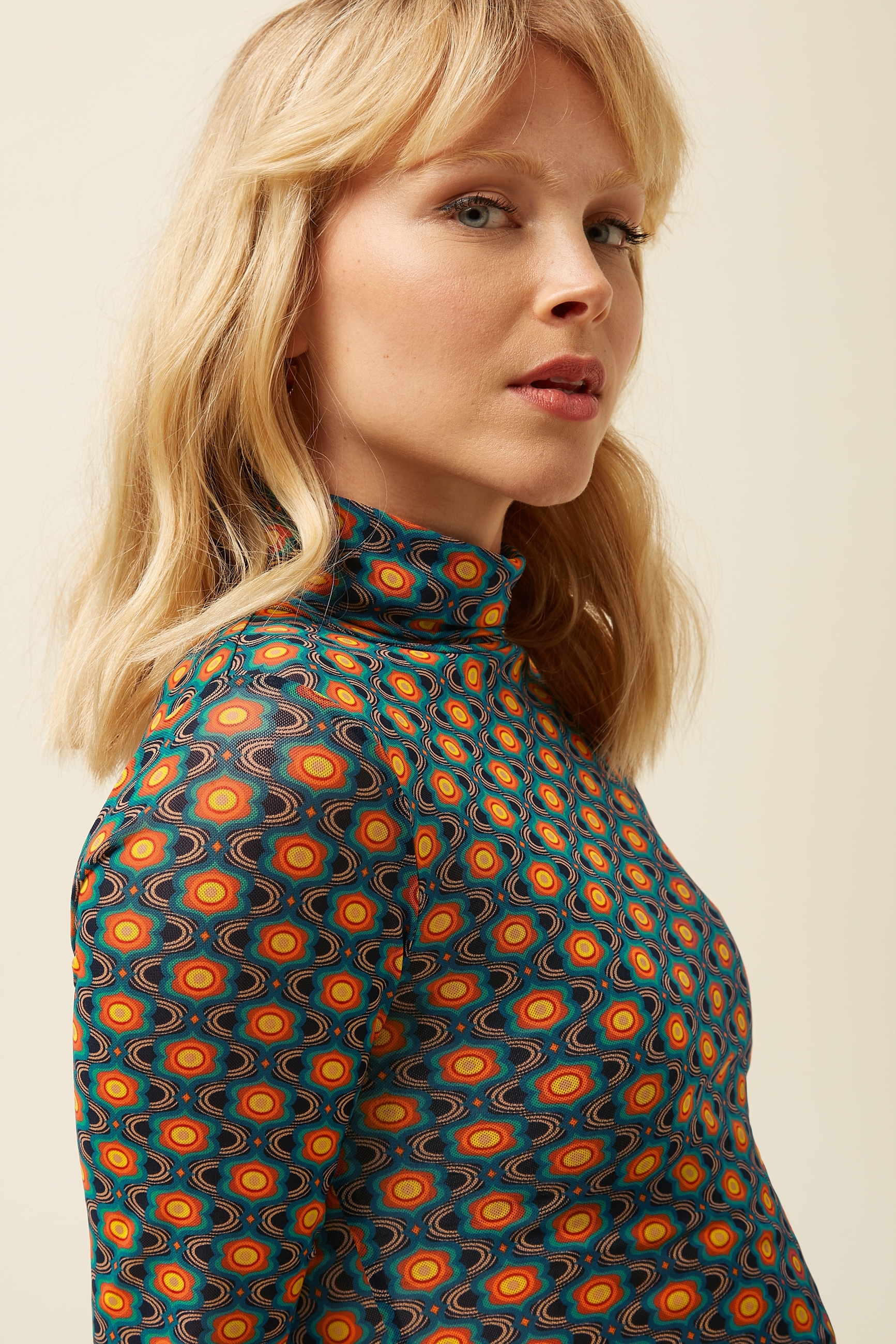 King Louie Rollneck Top Duper Mesh Multi Color