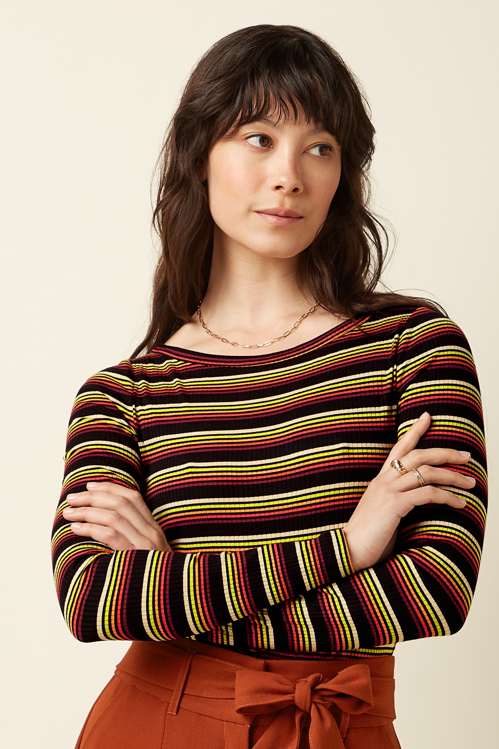 King Louie Lili Tee Frostine Stripe Spicy Orange