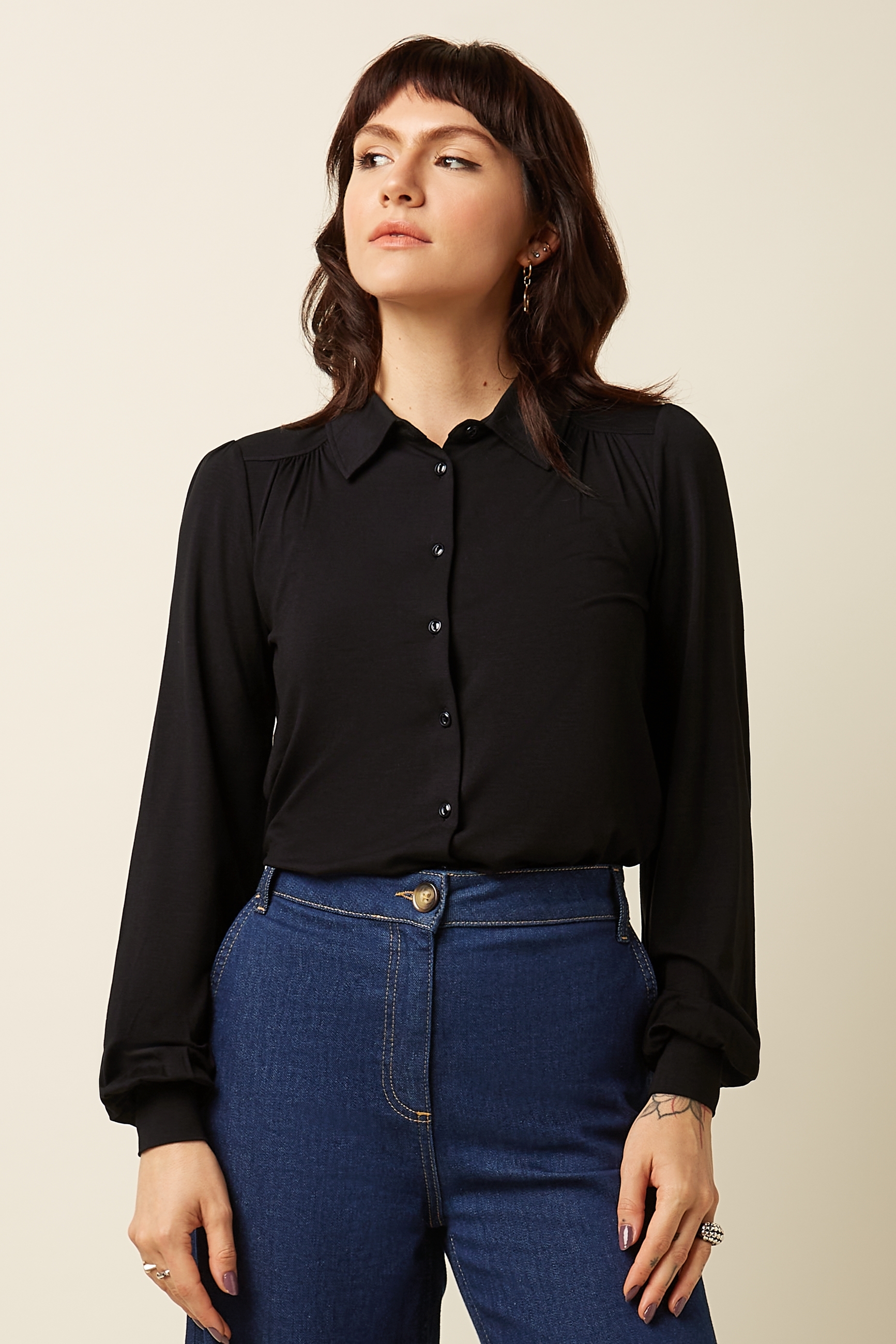 King Louie Carina Blouse Viscose Light Black