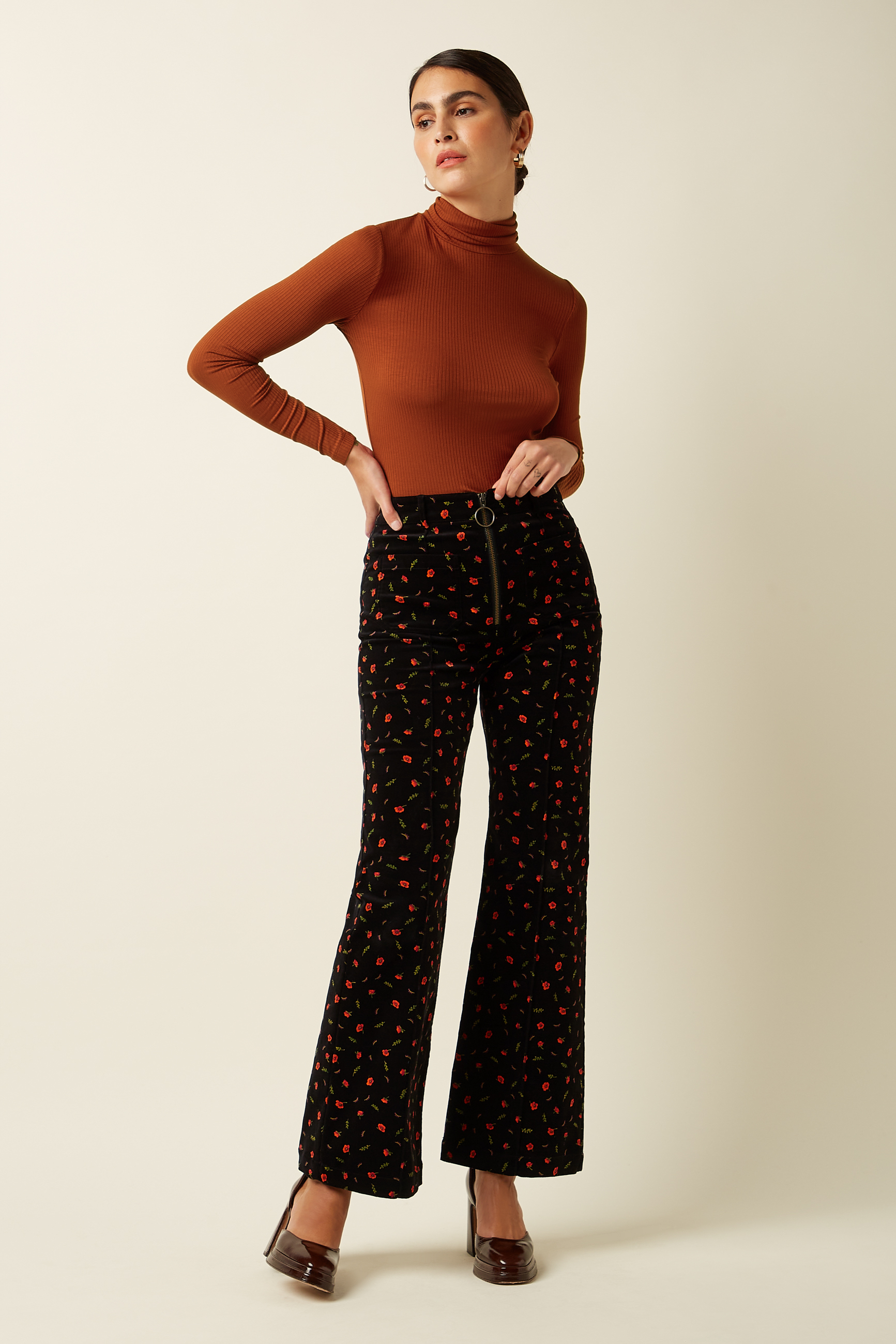 King Louie Ida Front Zip Pants Nival Black