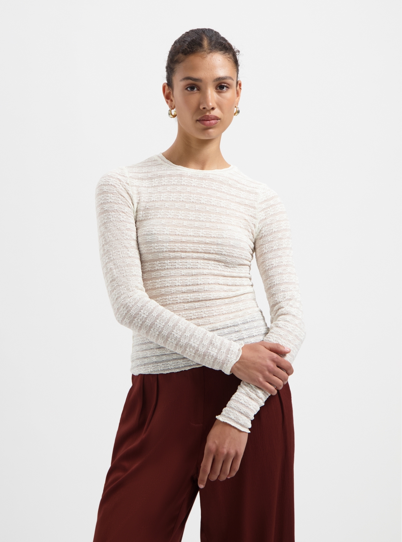 100-7-24 Nous Sommes Labels Leslie Mesh Top White