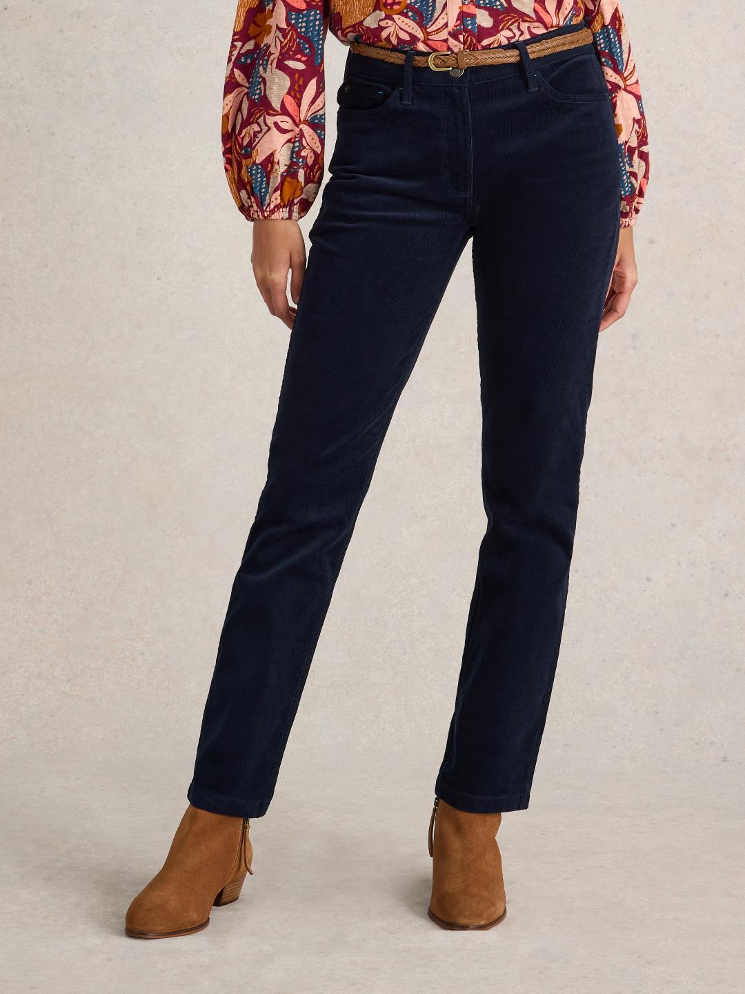 White Stuff BROOKE STRAIGHT CORD TROUSER DARK NAVY
