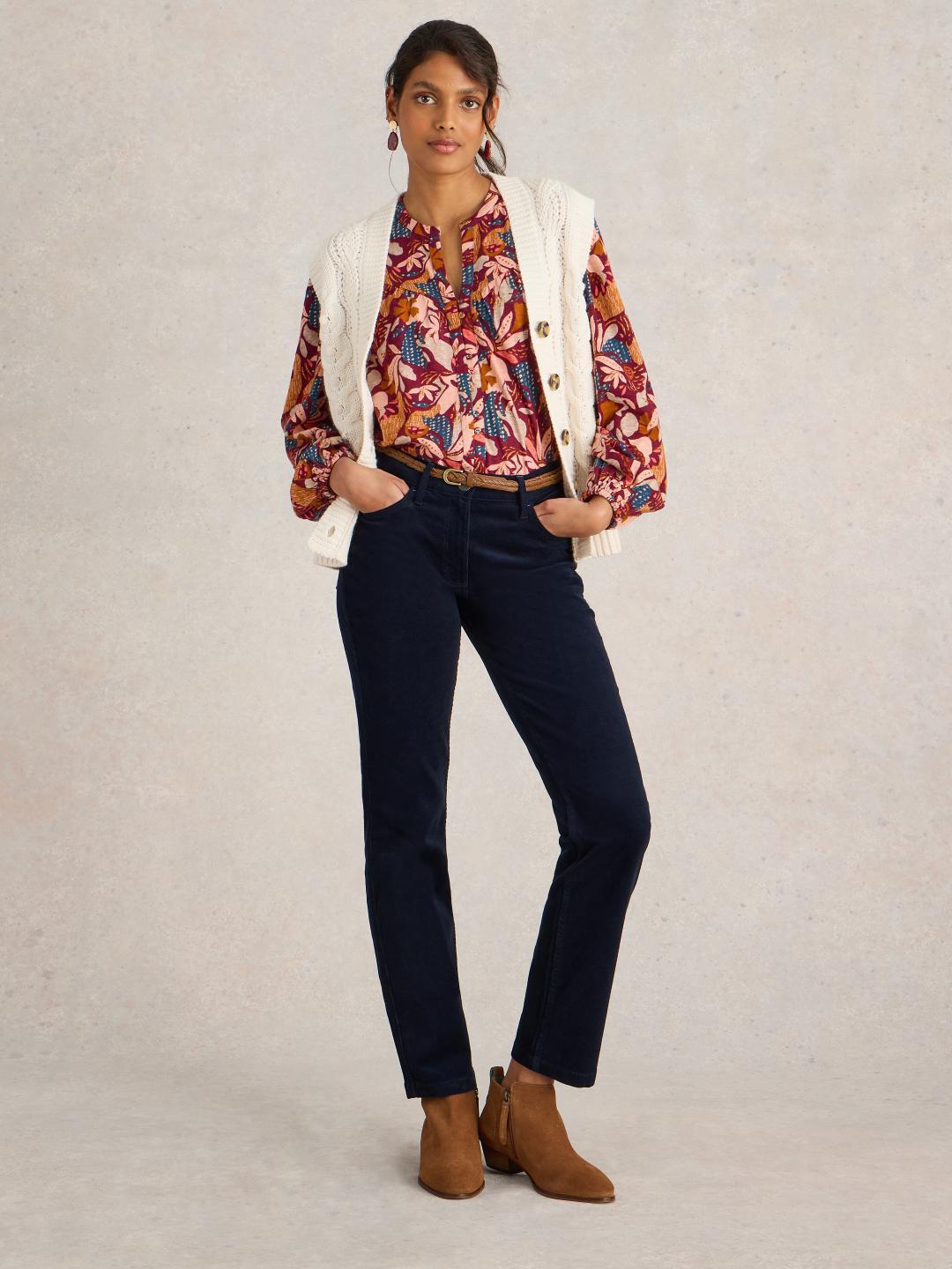 White Stuff BROOKE STRAIGHT CORD TROUSER DARK NAVY