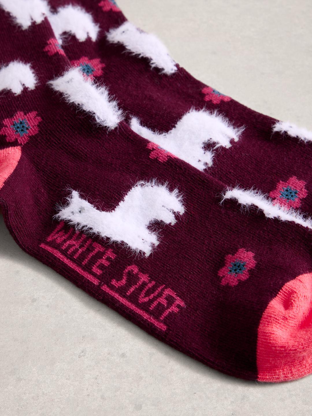 White Stuff FLUFFY ANKLE SOCK DK PLUM