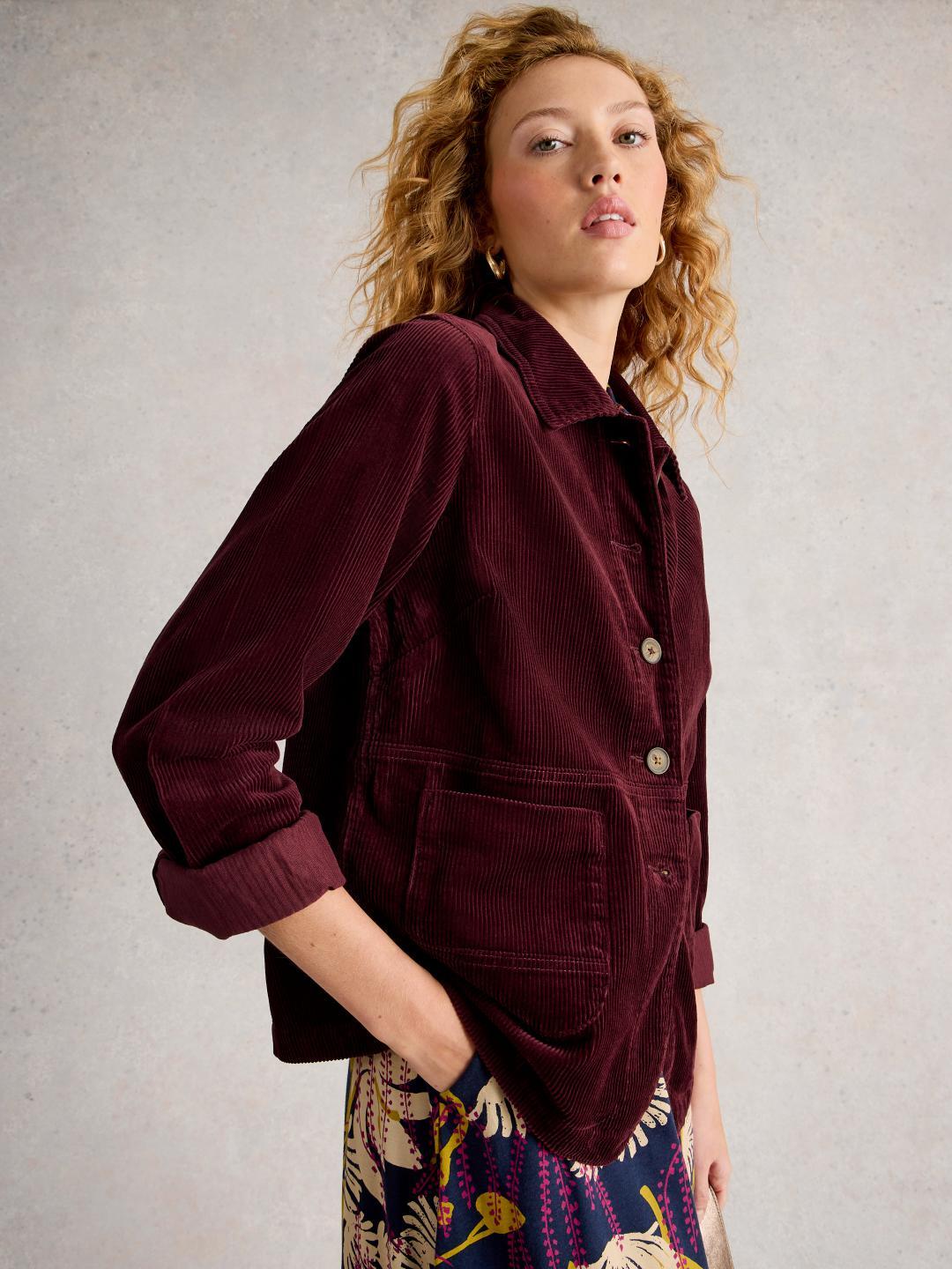 White Stuff CARRIE CORD JACKET DK PLUM