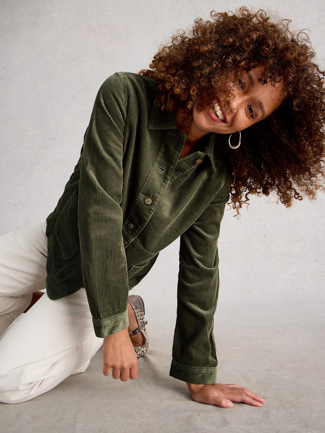 White Stuff CARRIE CORD JACKET DUS GREEN