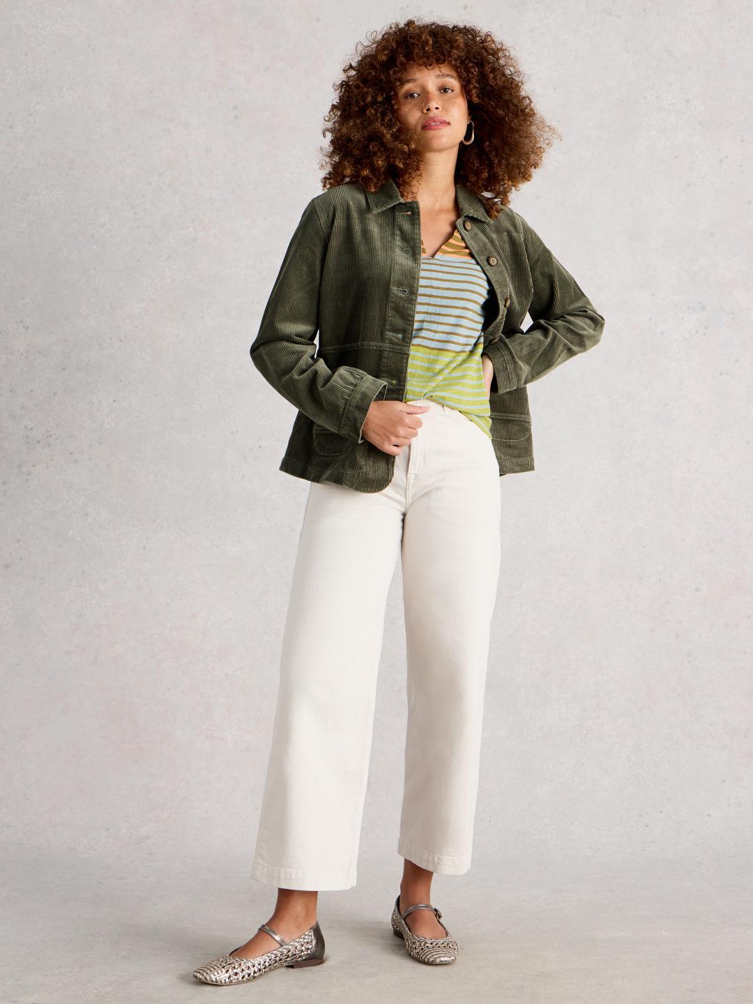 White Stuff CARRIE CORD JACKET DUS GREEN