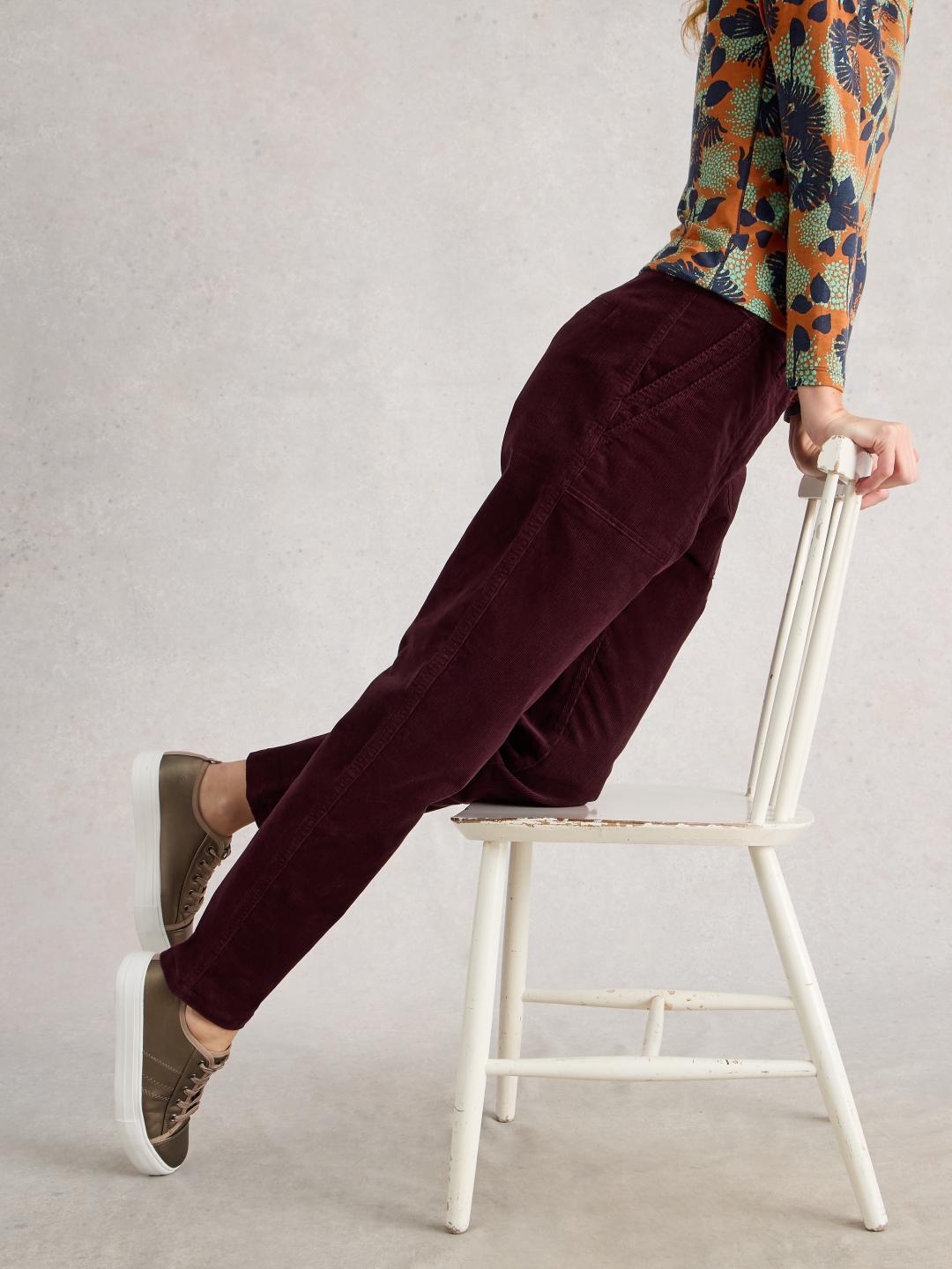 White Stuff TWISTER CORD TROUSER DK PLUM