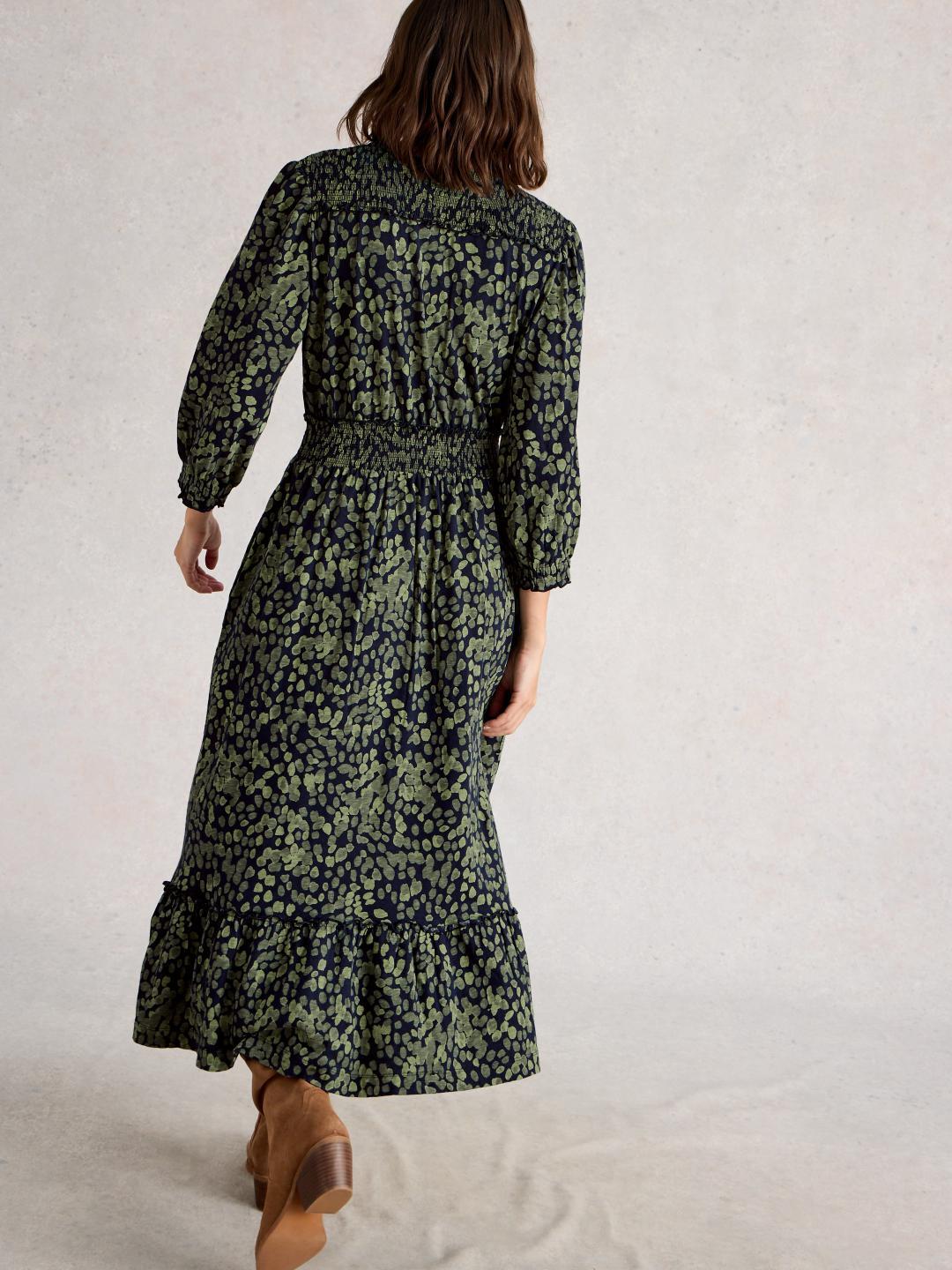 White Stuff JONIE SHIRRED DRESS GREEN PR