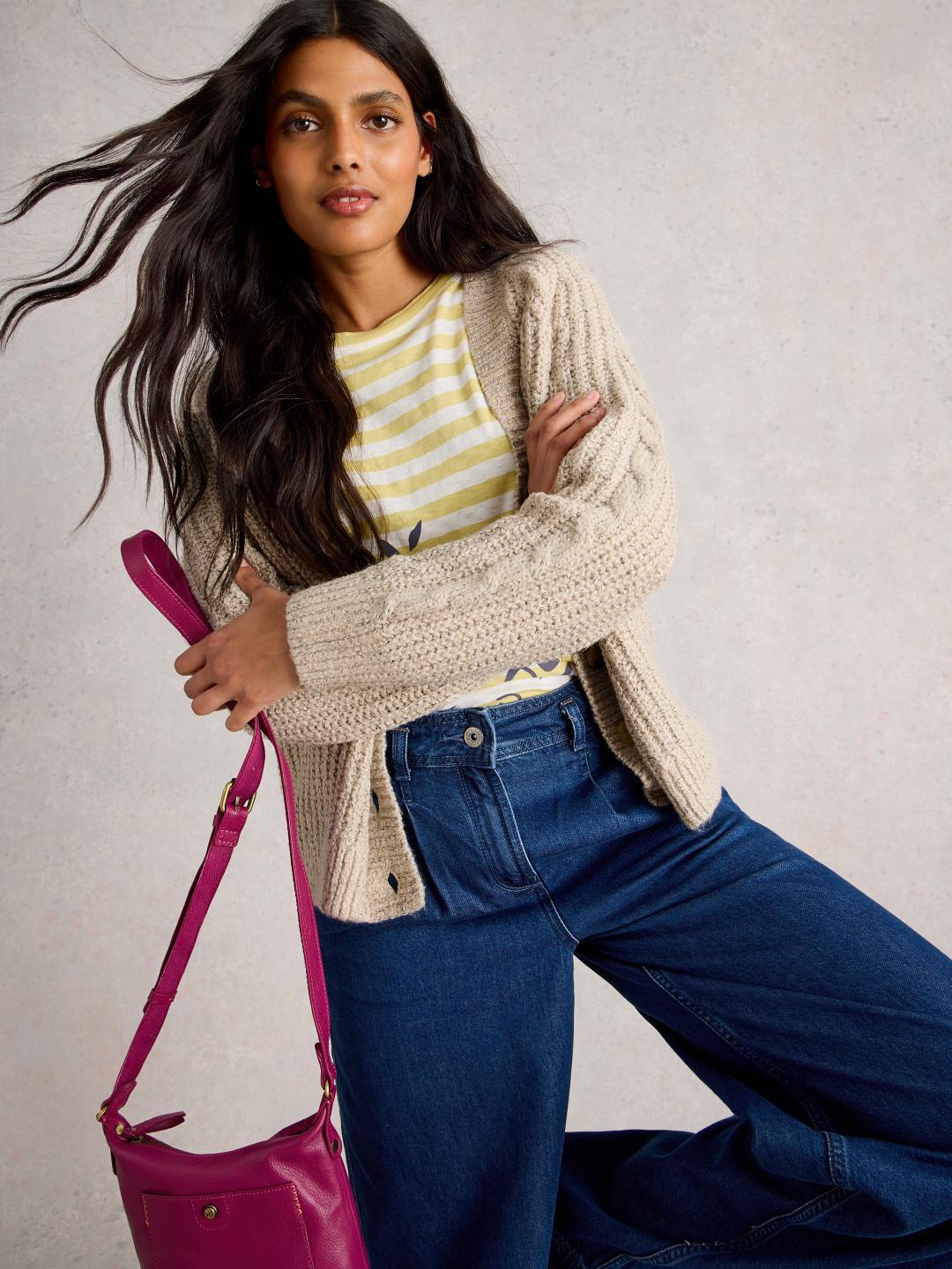 White Stuff SALLY SLUB CARDIGAN NAT MLT