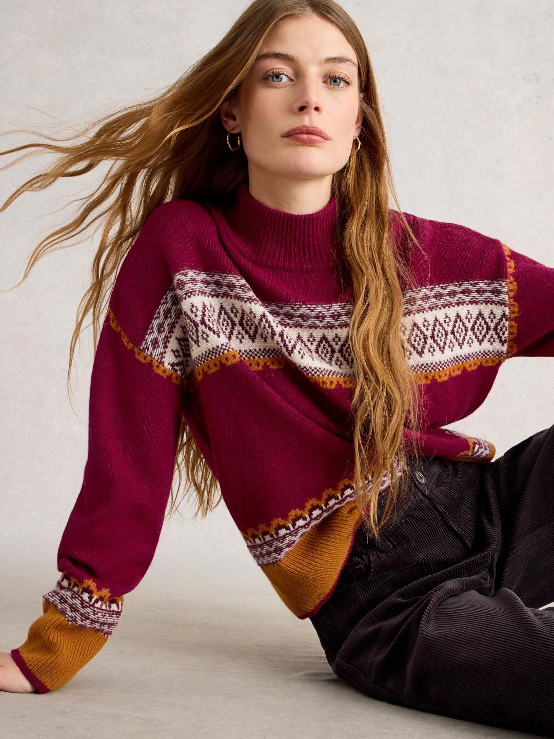 White Stuff MILLIE FAIRISLE JUMPER PINK MLT