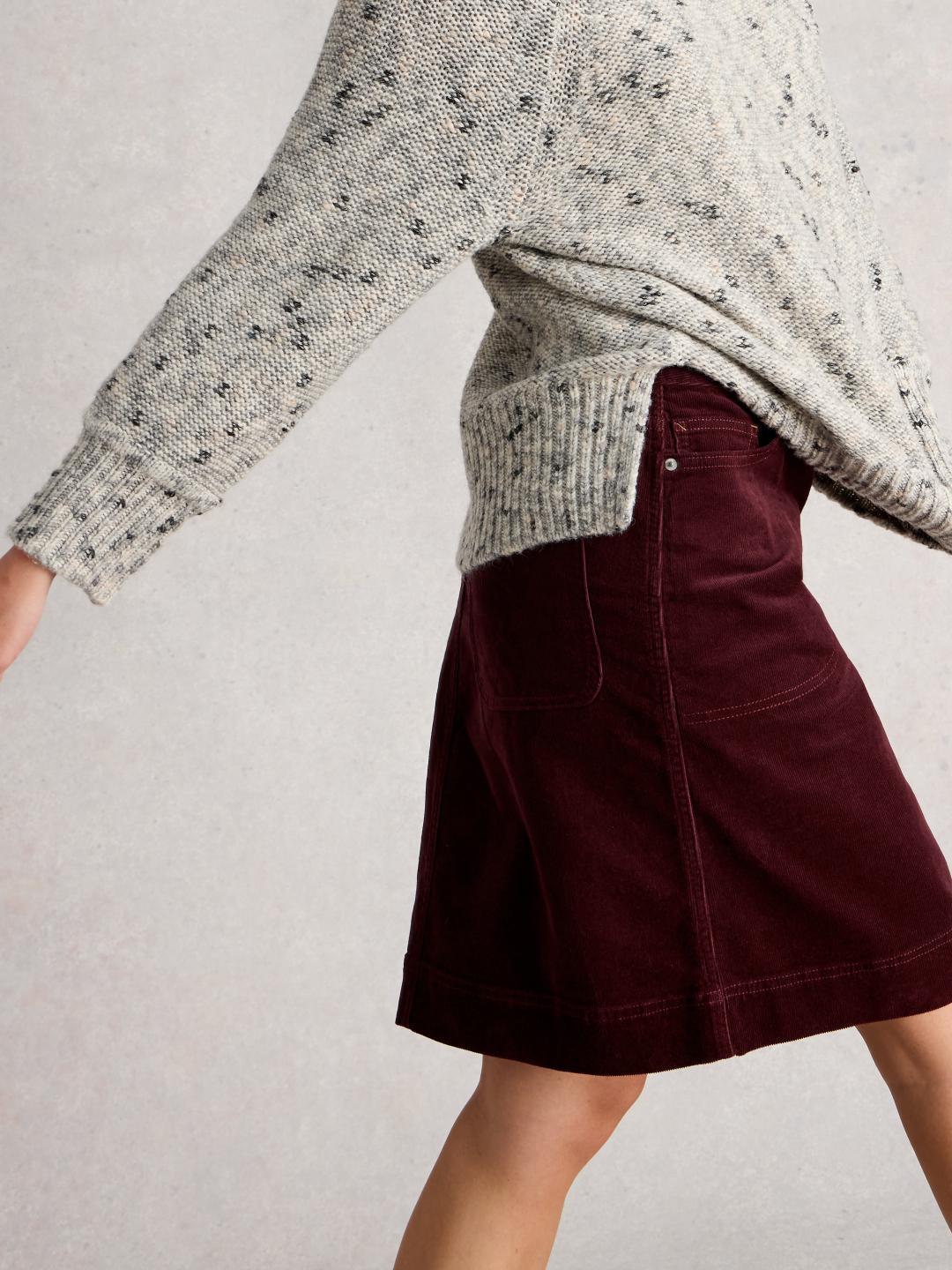 444227-DK_PLUM-L White Stuff TIA CORD SKIRT DK PLUM