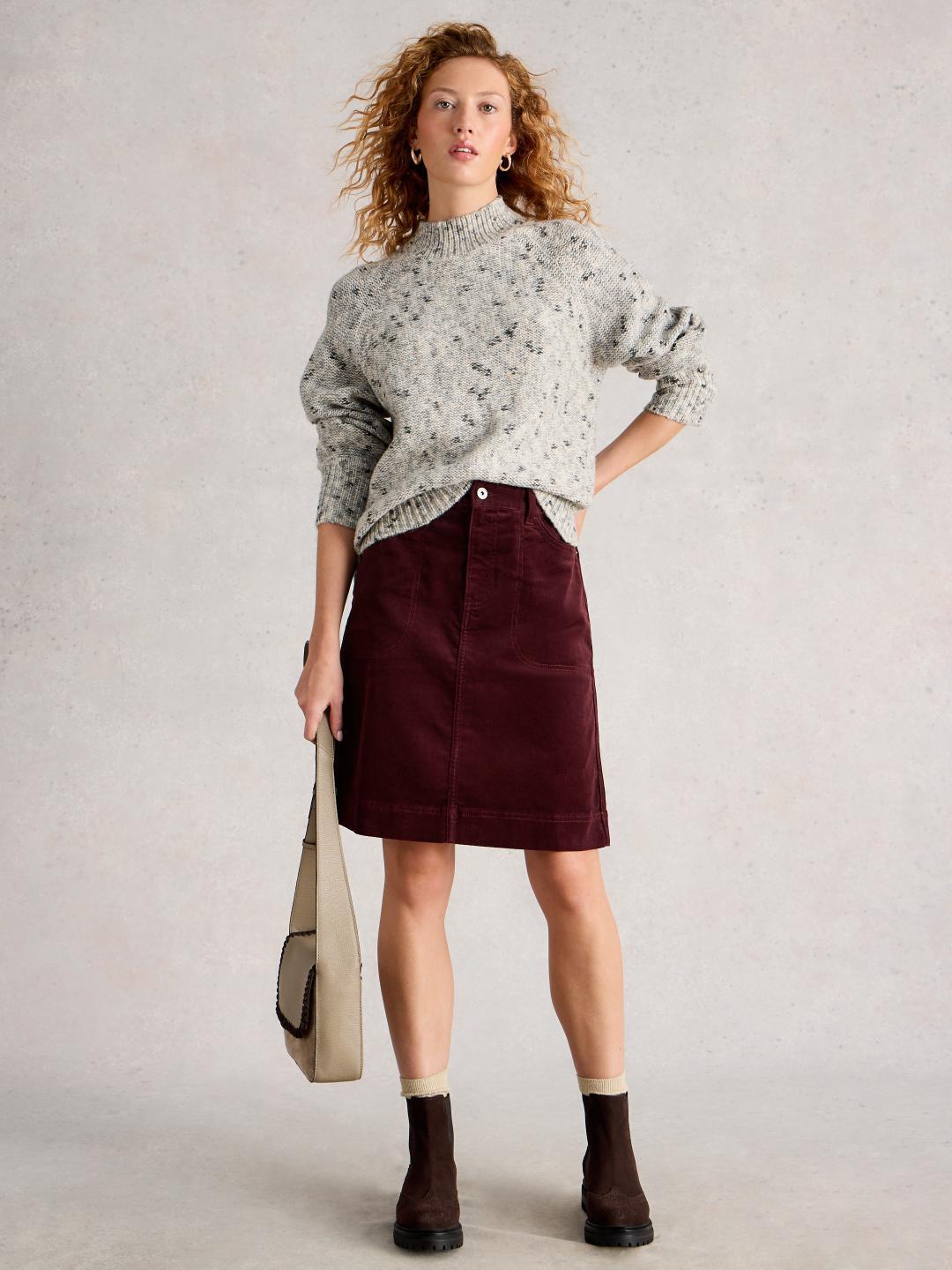 444227-DK_PLUM-MF White Stuff TIA CORD SKIRT DK PLUM