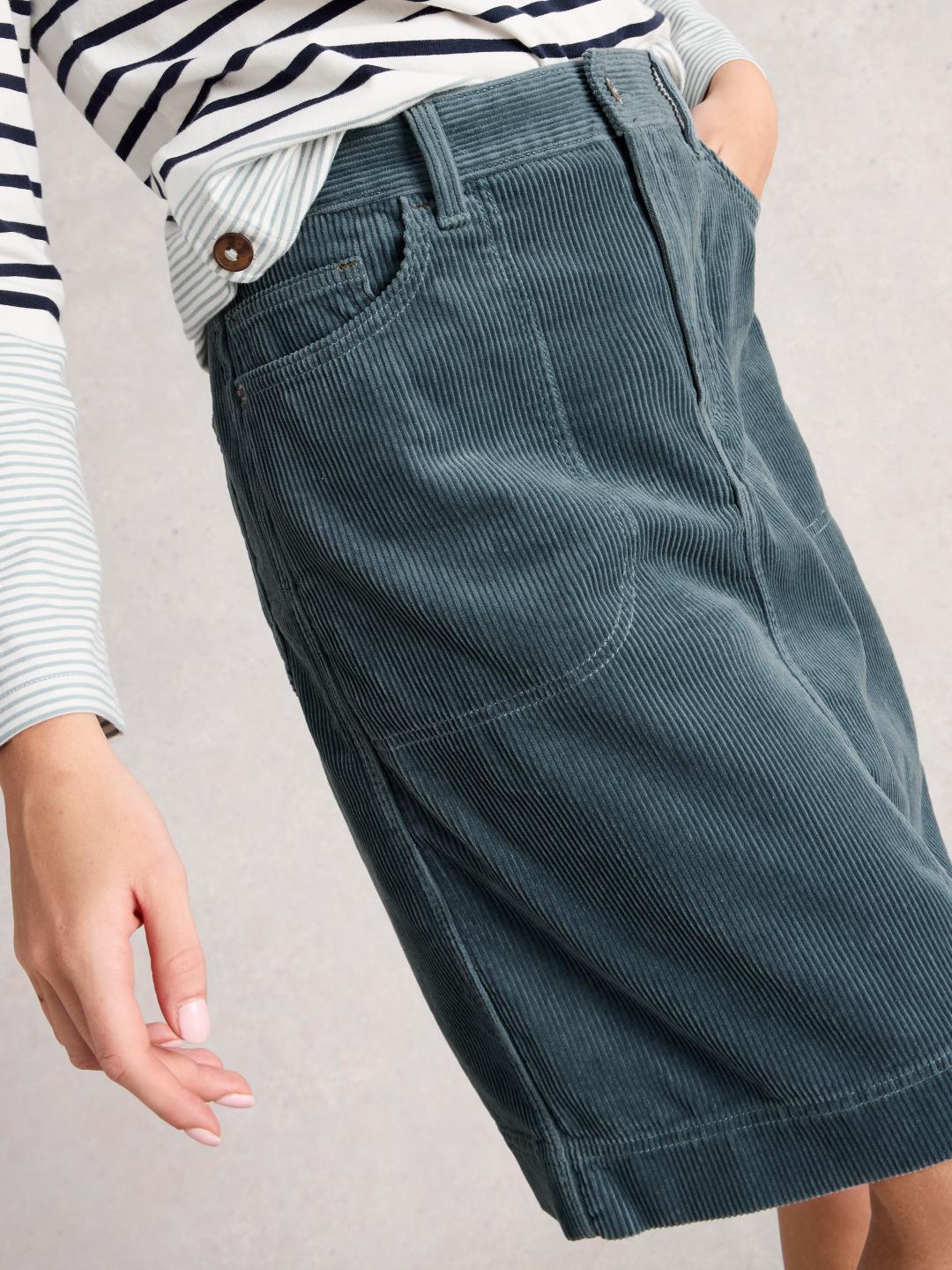 444229-DUS_BLUE-L White Stuff TIA CORD SKIRT DUS BLUE