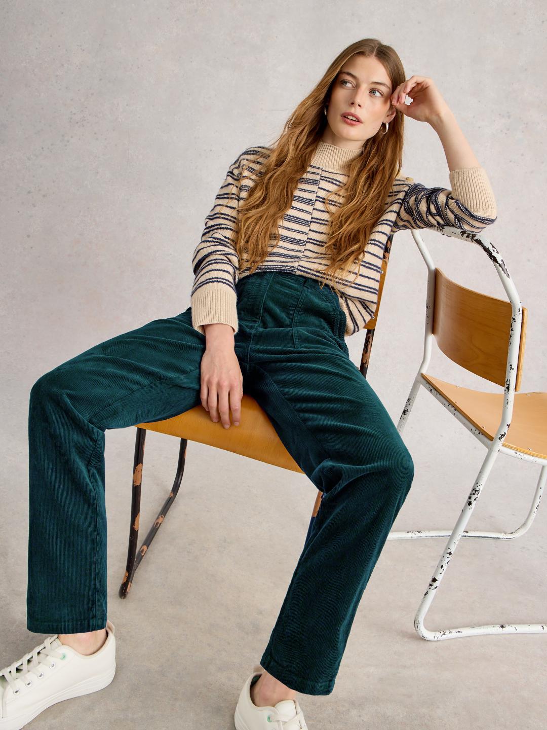 White Stuff TWISTER CORD TROUSER DK GREEN