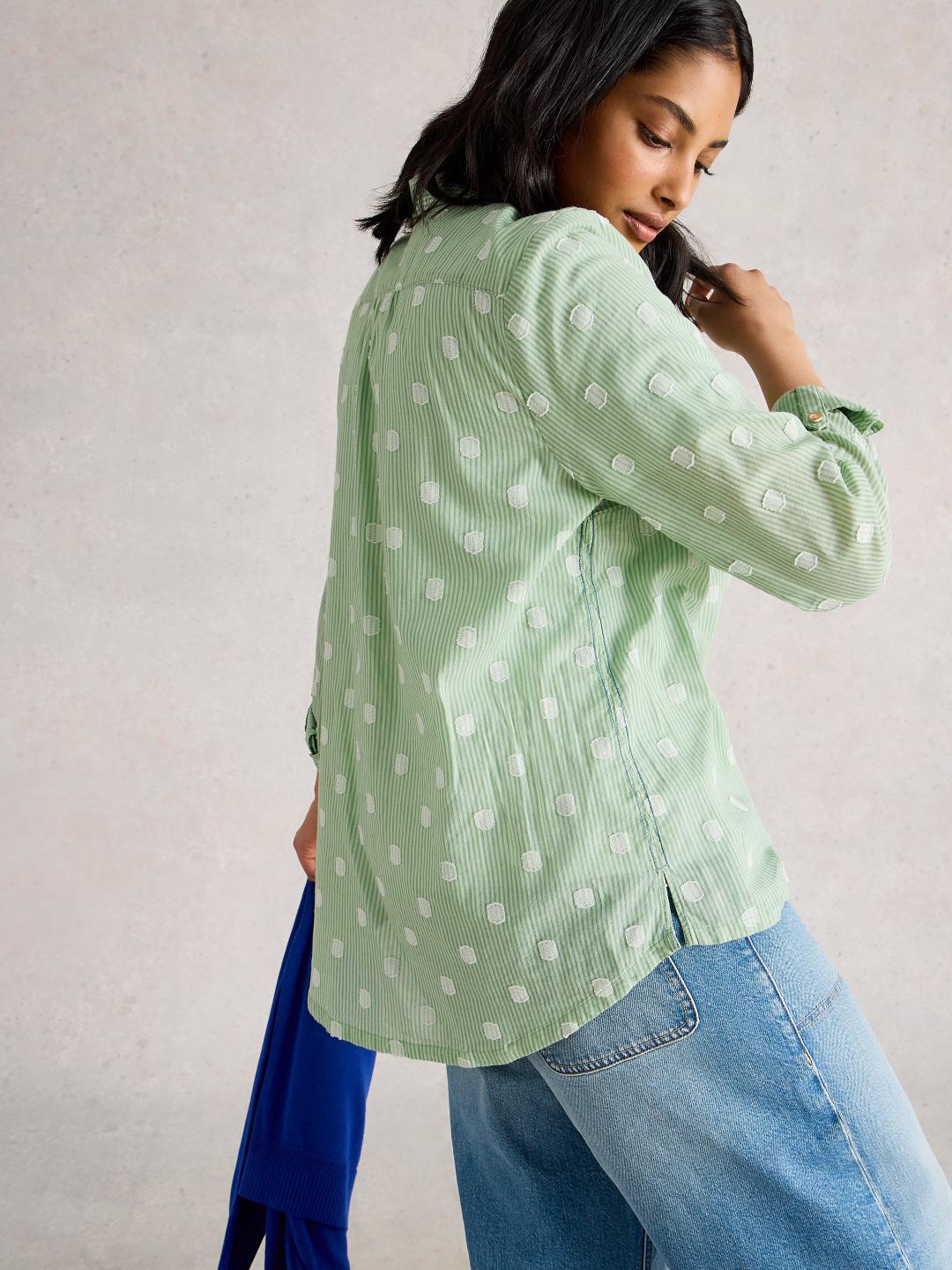 444302-GREEN_MLT-MB White Stuff SOPHIE ORGANIC COTTON SHIRT GREEN MLT