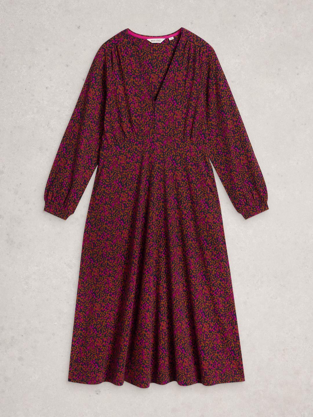 White Stuff MEGAN JERSEY DRESS PINK MLT