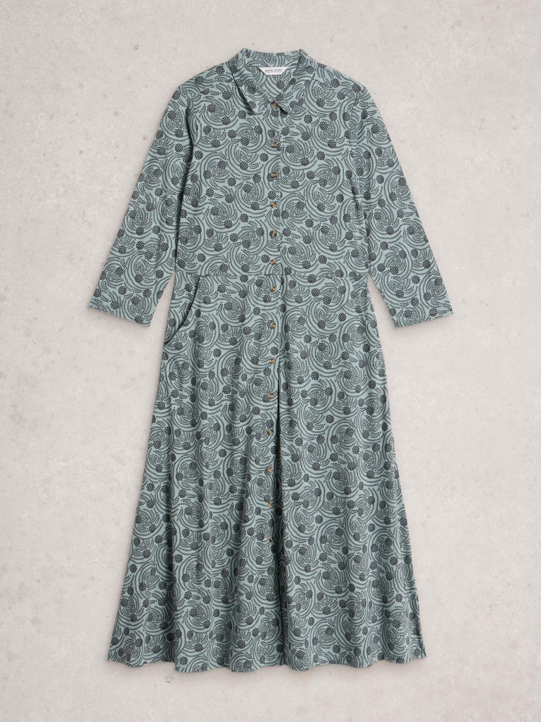 White Stuff RUA JERSEY SHIRT DRESS BLUE PR