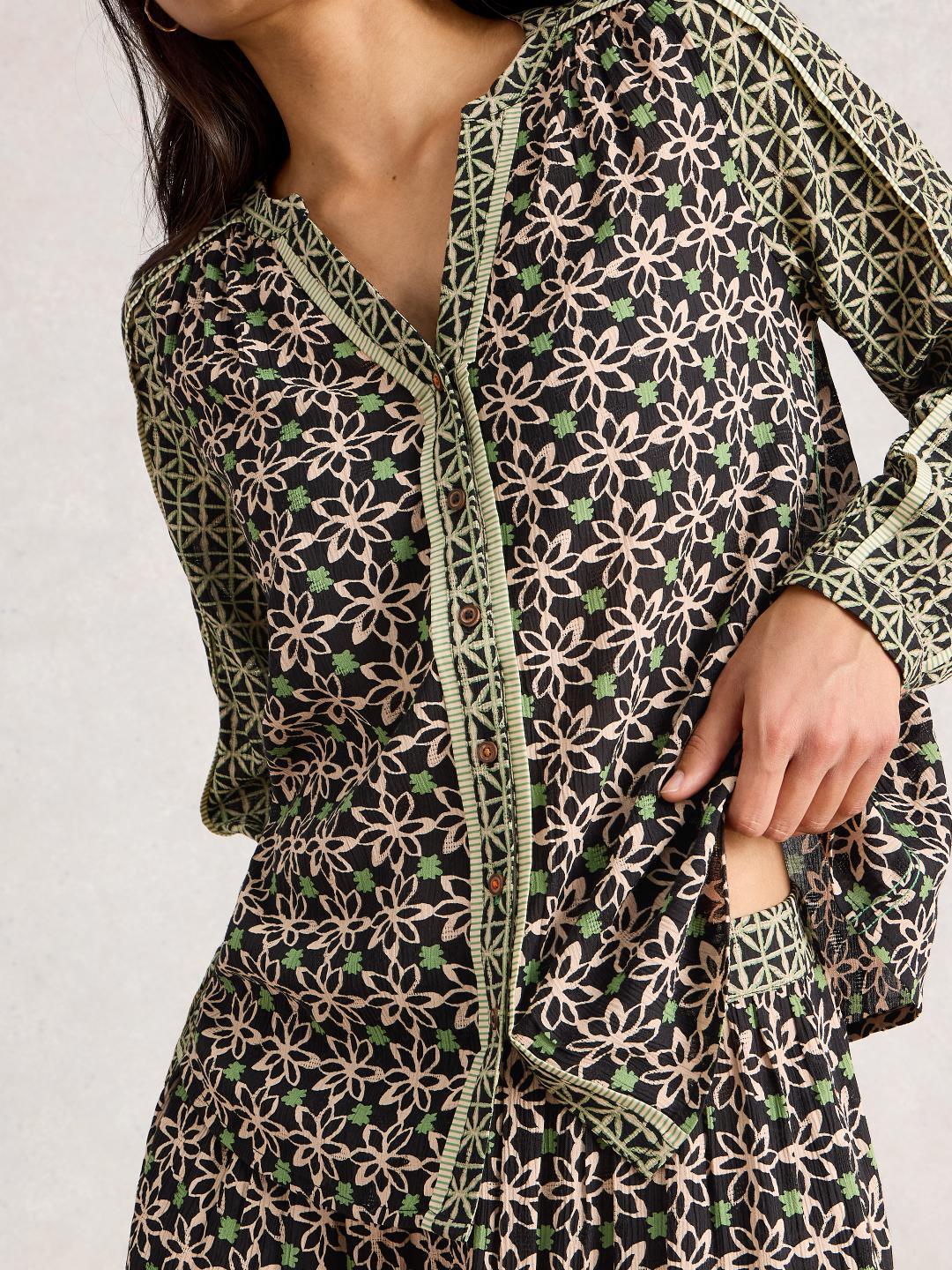 White Stuff MABEL MIXED PRINT TOP BLK MLT