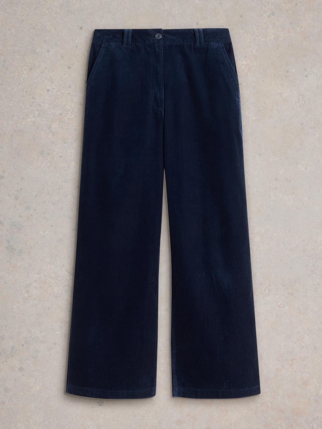 White Stuff BELLE CORD WIDE LEG TROUSER DARK NAVY
