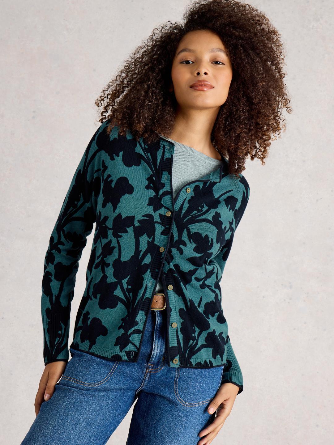 White Stuff LULU PRINT CARDI BLUE PR