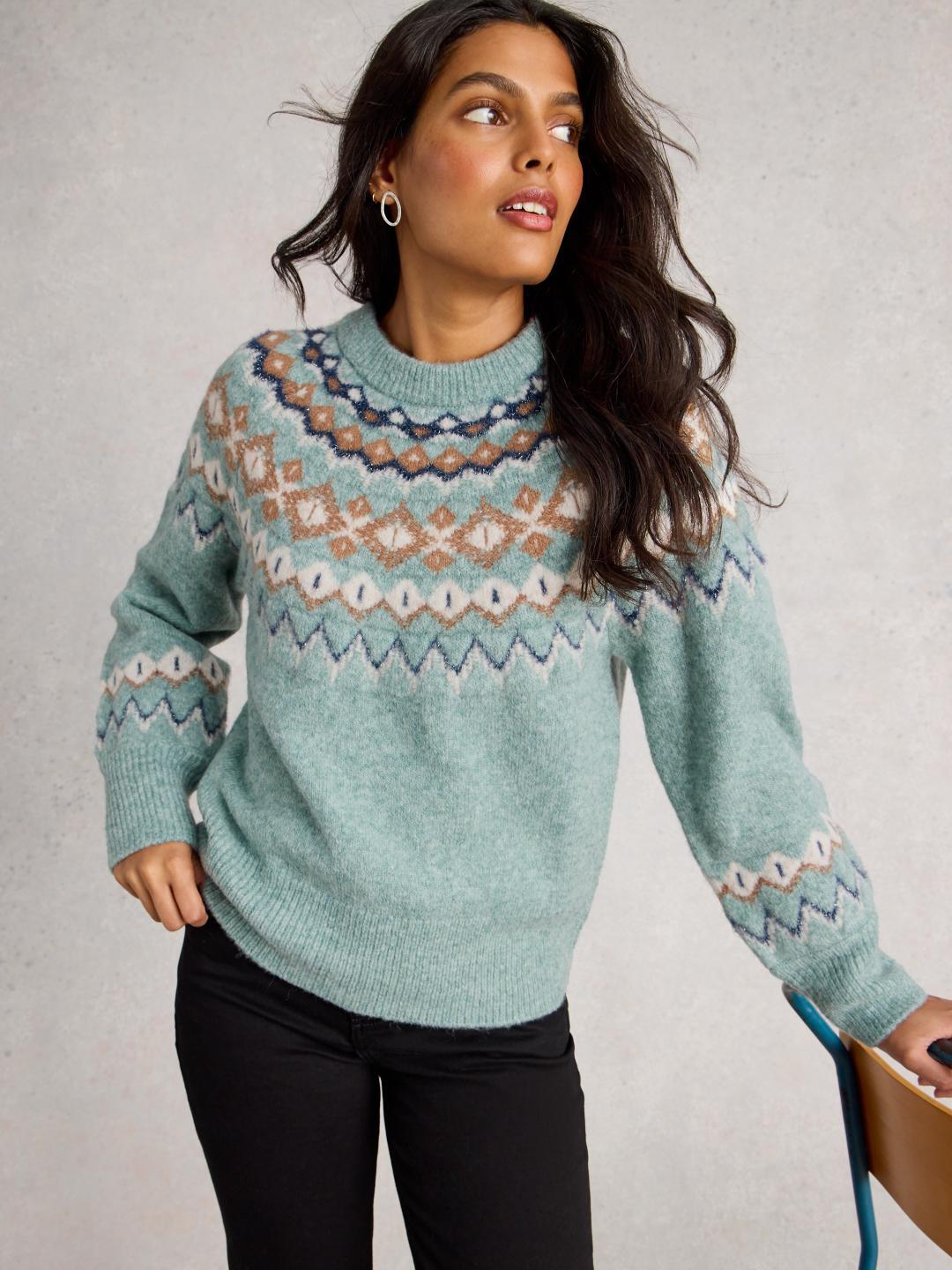 White Stuff ARCTIC FAIRISLE JUMPER BLUE MLT