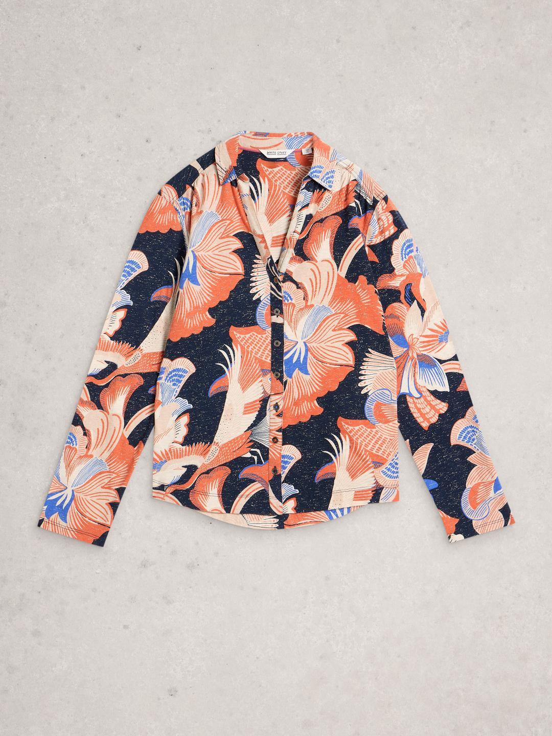 White Stuff ANNIE PRINTED SPARKLE SHIRT NAVY PR