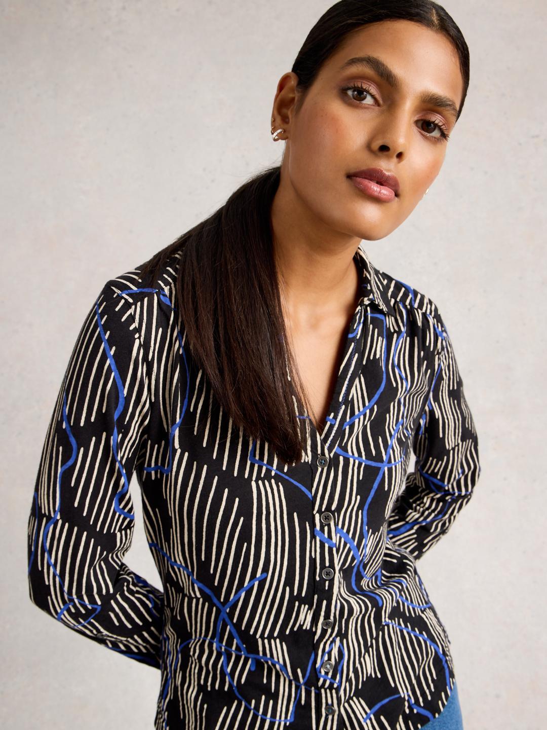 White Stuff ANNIE JERSEY SHIRT BLK PR