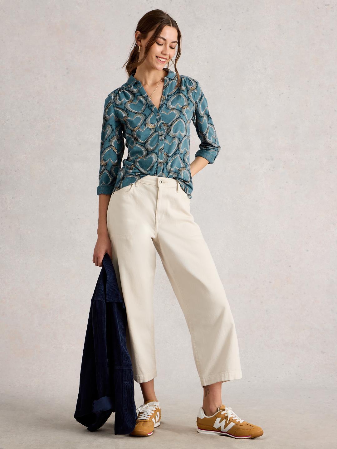 White Stuff ANNIE JERSEY SHIRT BLUE PR