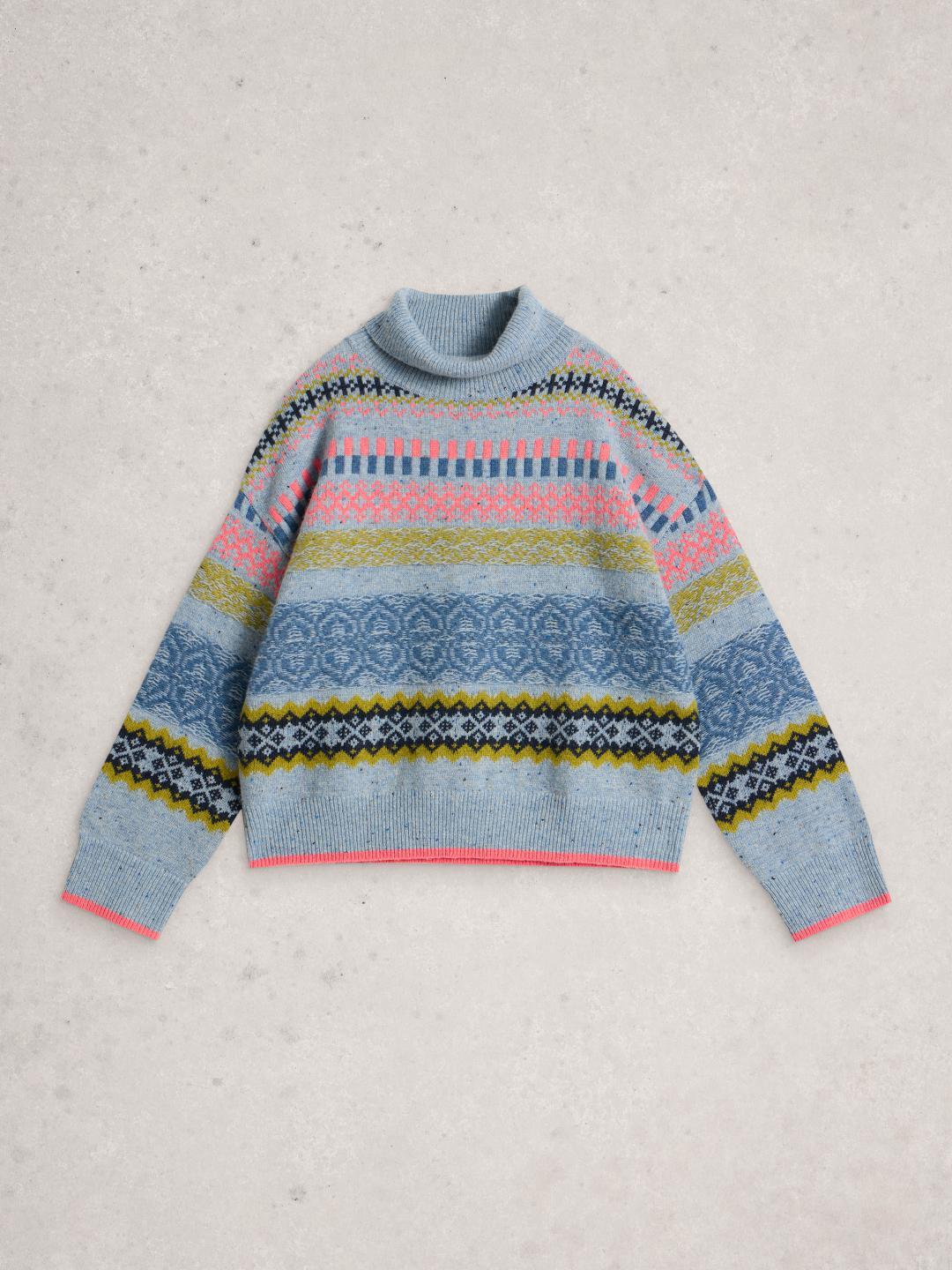White Stuff FELICITY FAIRISLE JUMPER BLUE MLT