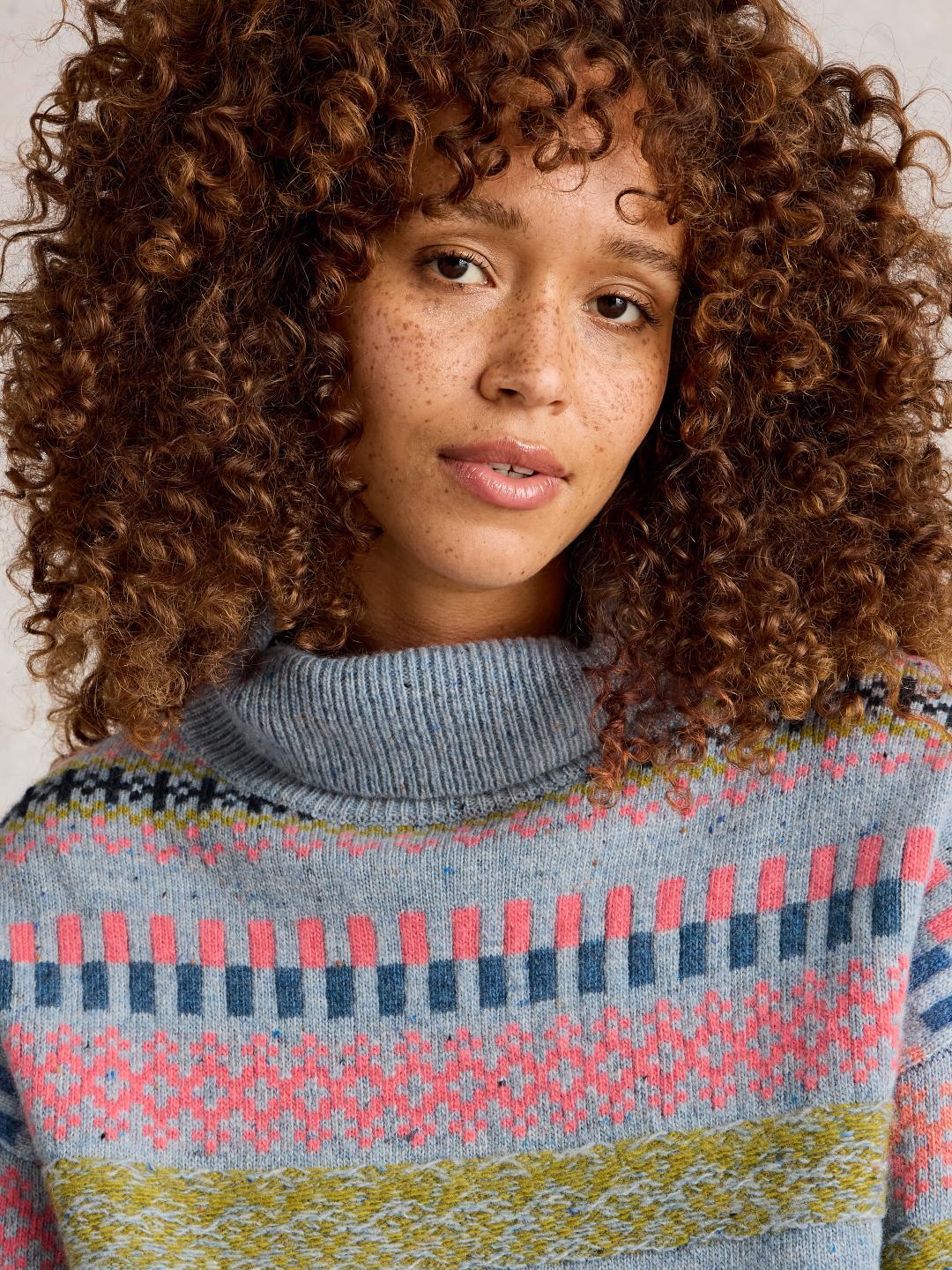 White Stuff FELICITY FAIRISLE JUMPER BLUE MLT