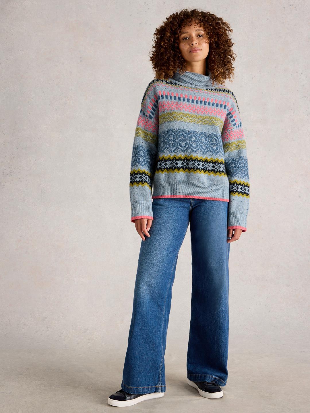 White Stuff FELICITY FAIRISLE JUMPER BLUE MLT