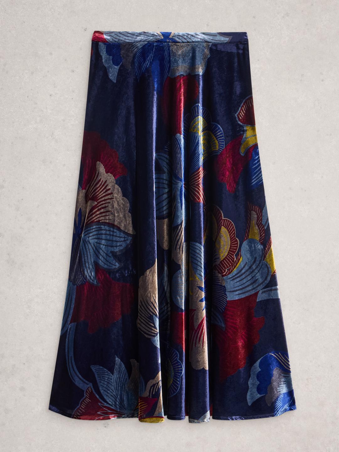 444701-NAVY_MULTI-FF White Stuff HOPE BIAS CUT VELVET SKIRT NAVY MULTI