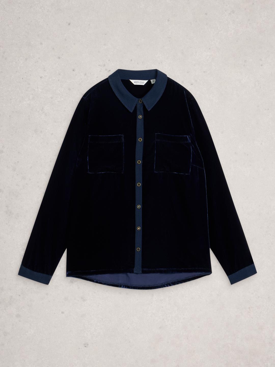 White Stuff SOPHIE VELVET SHIRT DARK NAVY
