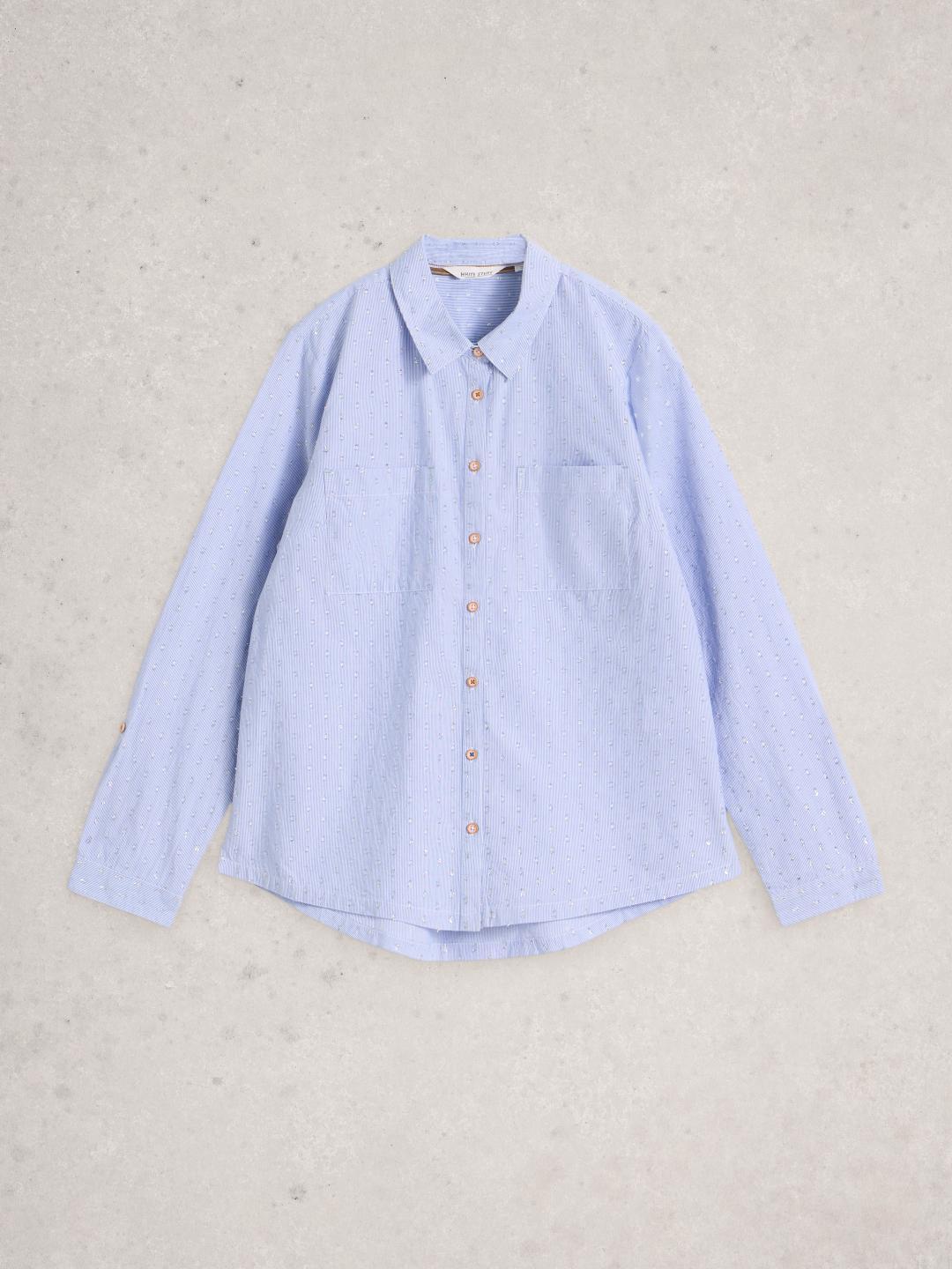 White Stuff SOPHIE METALLIC SHIRT BLUE MLT