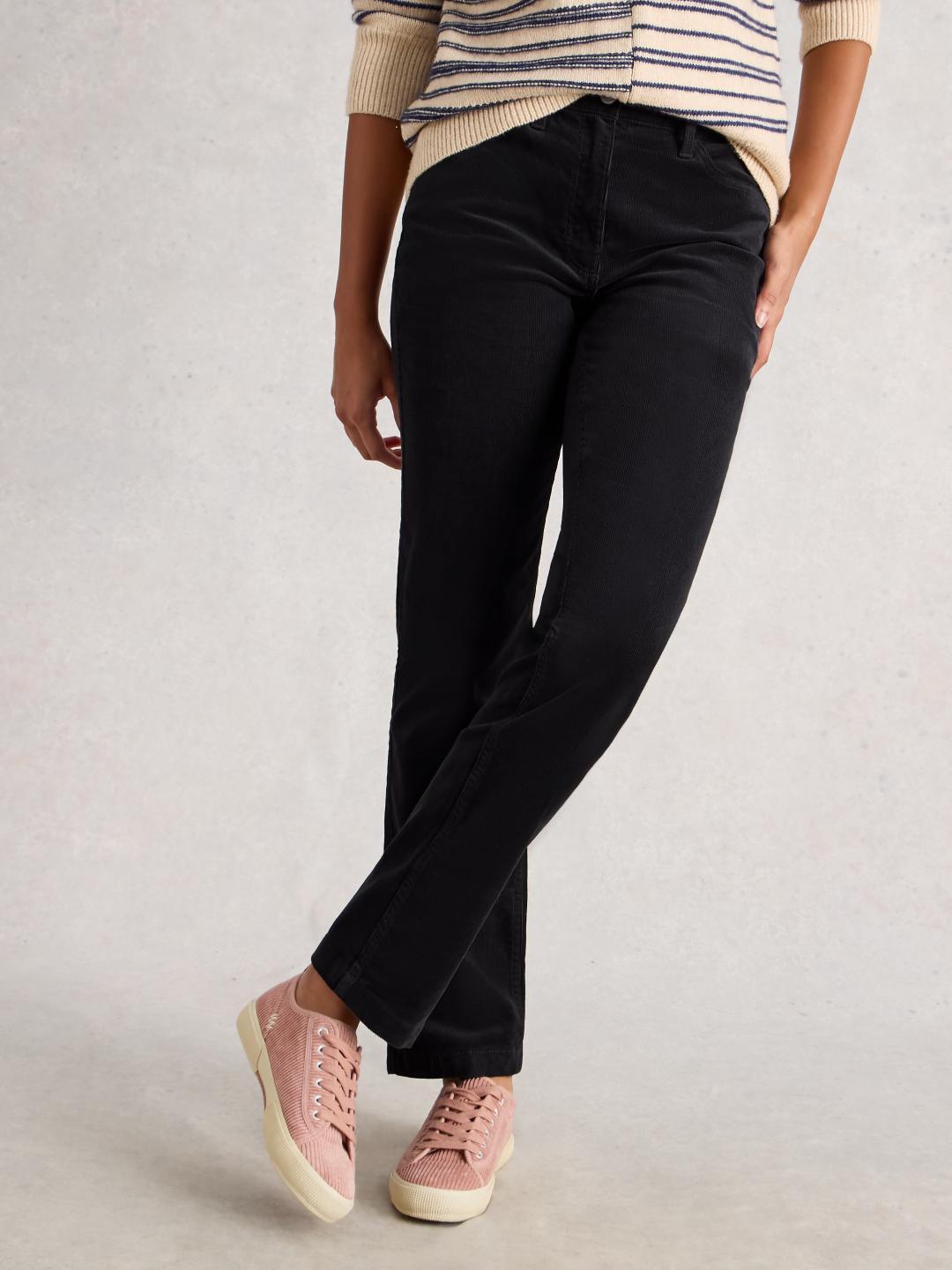 White Stuff BROOKE CORD STRAIGHT TROUSER CHARC GREY