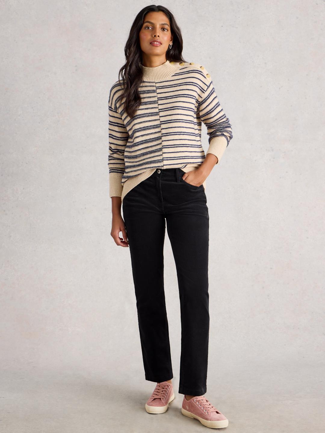 White Stuff BROOKE CORD STRAIGHT TROUSER CHARC GREY