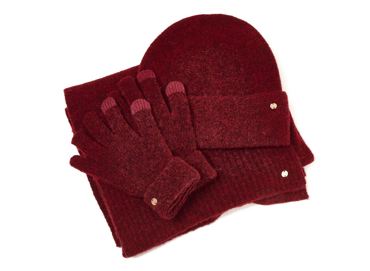 Setje-Burgundy_awz Chabo Bilbao Knitted Gloves Bordeaux