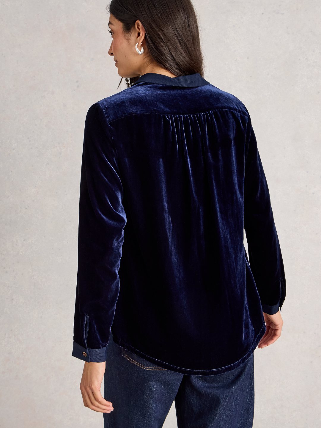 White Stuff SOPHIE VELVET SHIRT DARK NAVY