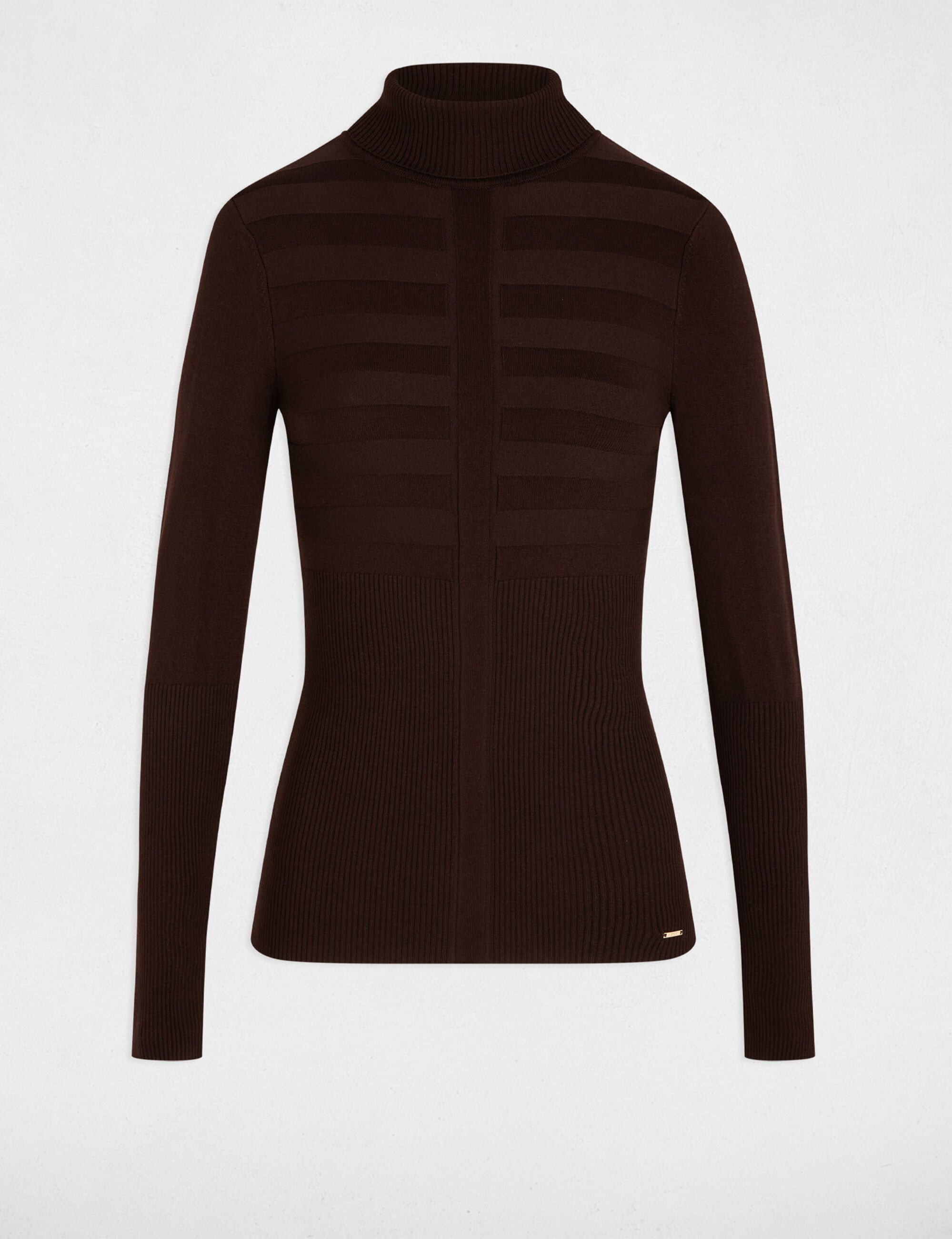pull-col-roule-ajuste-marron-fonce-femme-vue3-32536300459791088 Morgan De Toi 252-MENTHYO BROWN