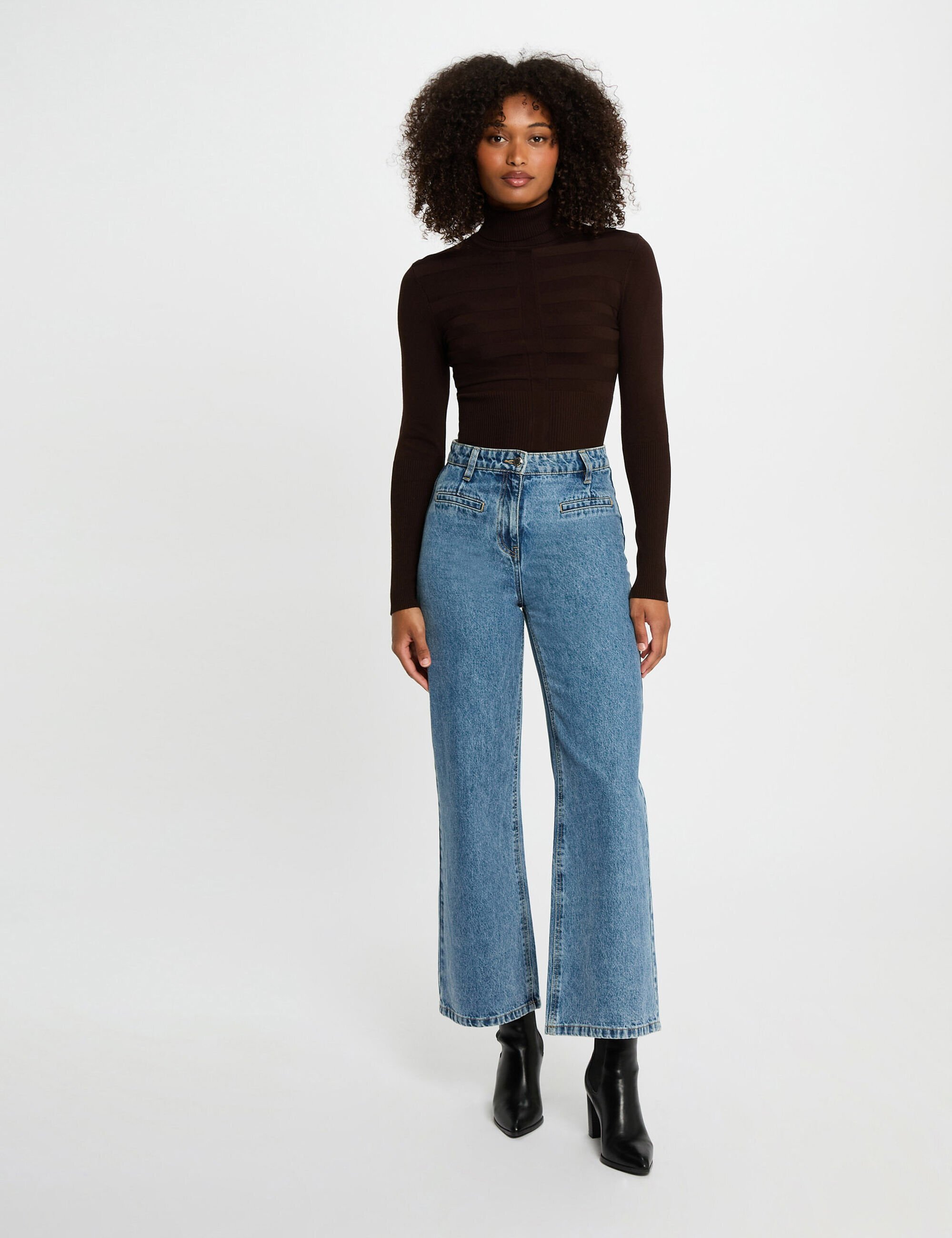 pull-col-roule-ajuste-marron-fonce-femme-vue5-32536300459791088 Morgan De Toi 252-MENTHYO BROWN