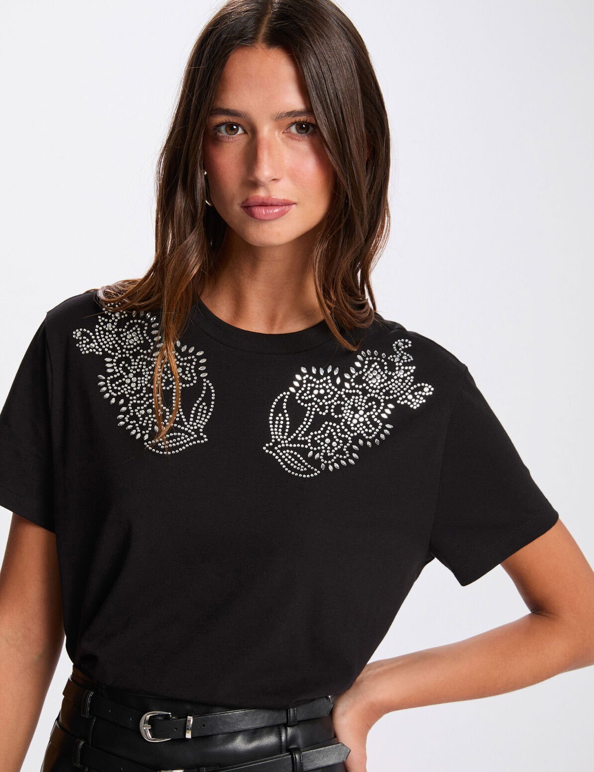 t-shirt-motif-strass-noir-femme-vue1-32536311041180979 Morgan De Toi 252-DMAX BLACK
