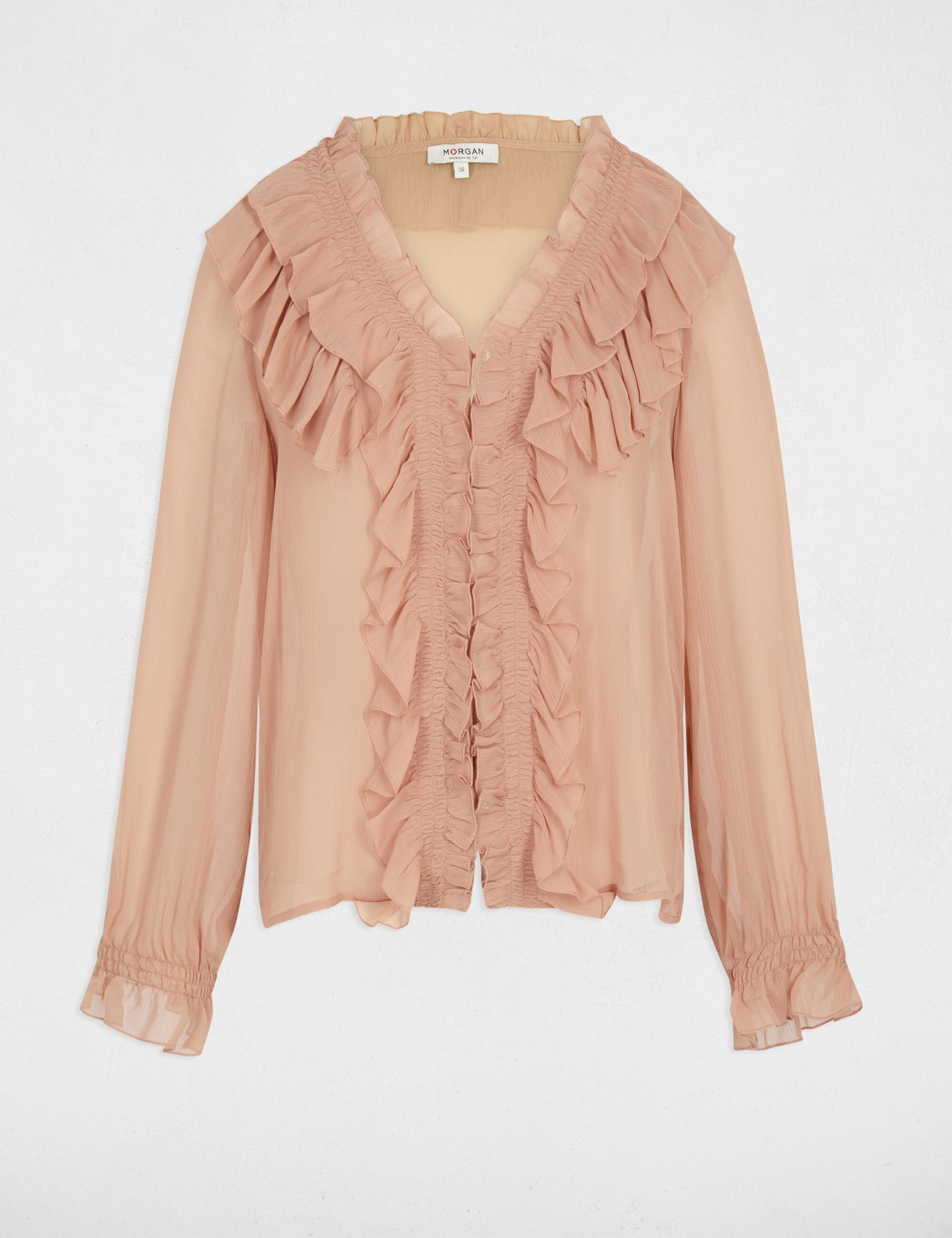 chemise-fluide-col-v-rose-saumon-femme-vue3-32536311033391147 Morgan De Toi 252-CATHY PINK