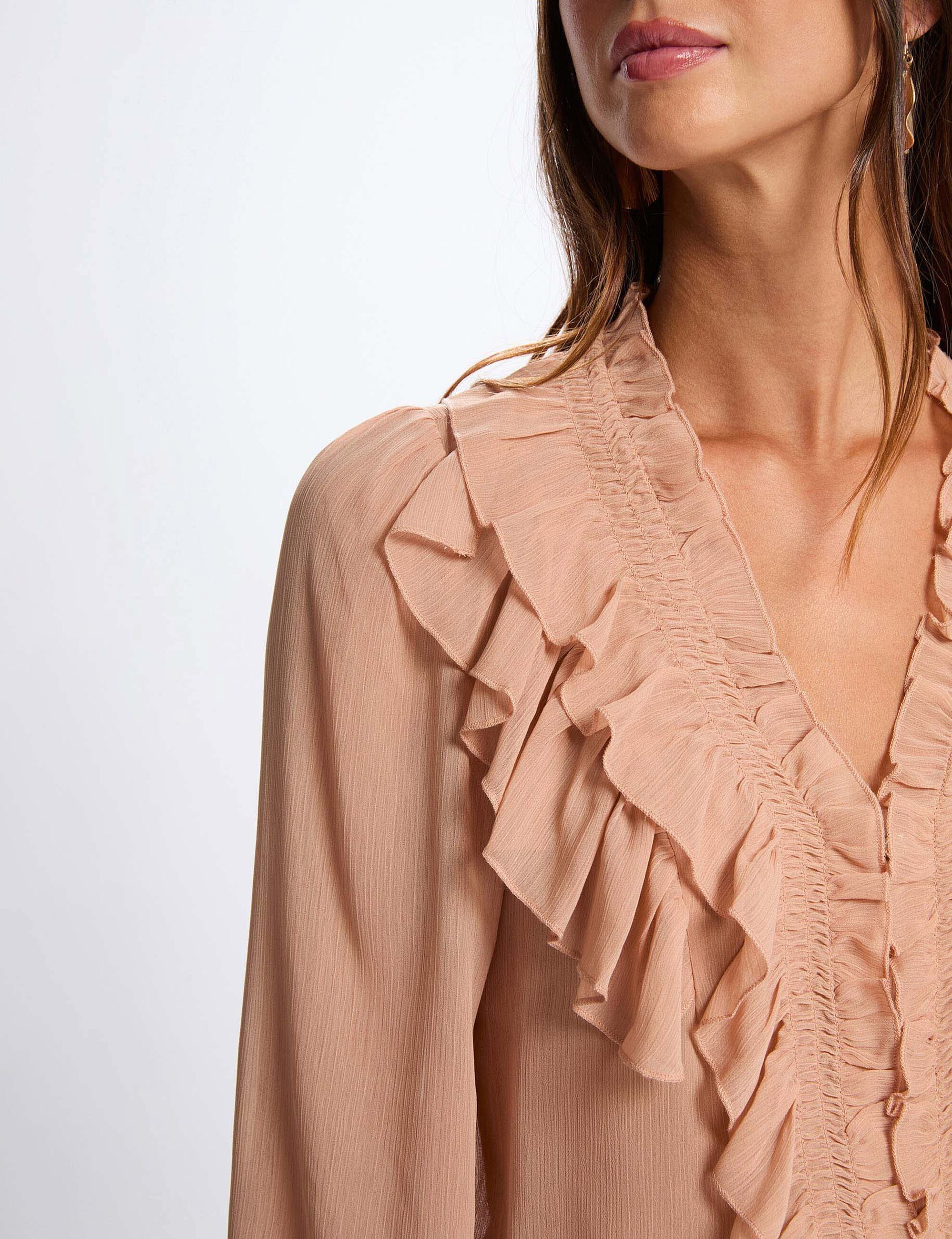 chemise-fluide-col-v-rose-saumon-femme-vue4-32536311033391147 Morgan De Toi 252-CATHY PINK