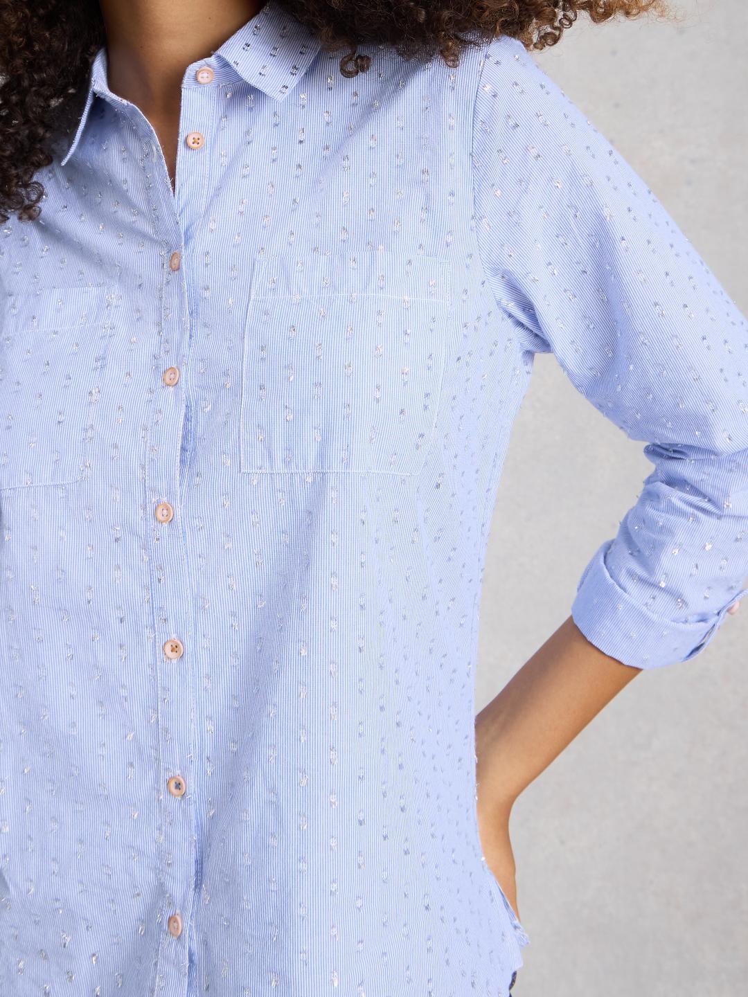444740-BLUE_MLT-MD White Stuff SOPHIE METALLIC SHIRT BLUE MLT