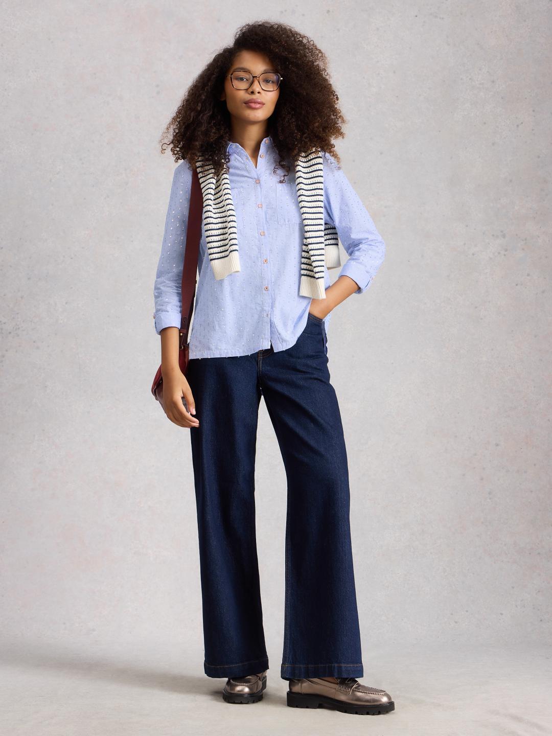 444740-BLUE_MLT-MF White Stuff SOPHIE METALLIC SHIRT BLUE MLT